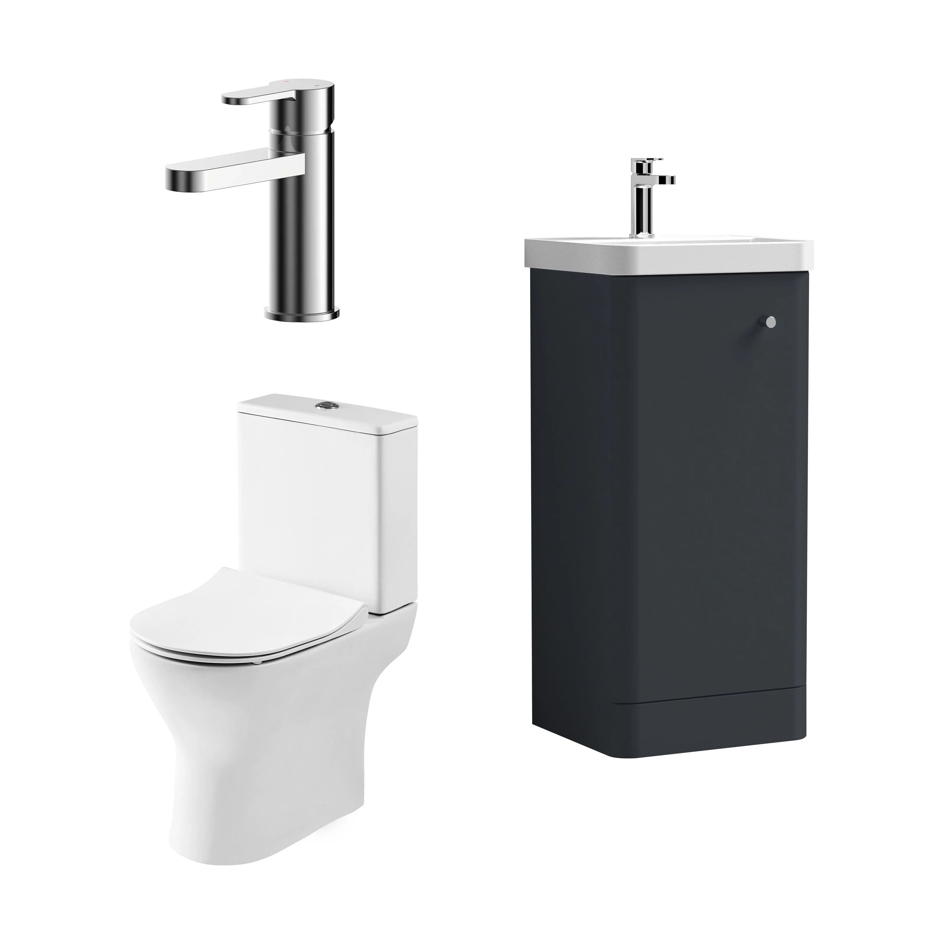 Flashbrook Floor Standing Cloakroom Set, Vanity Basin Unit, Toilet & Mini Mono Basin Mixer Tap - Image 38