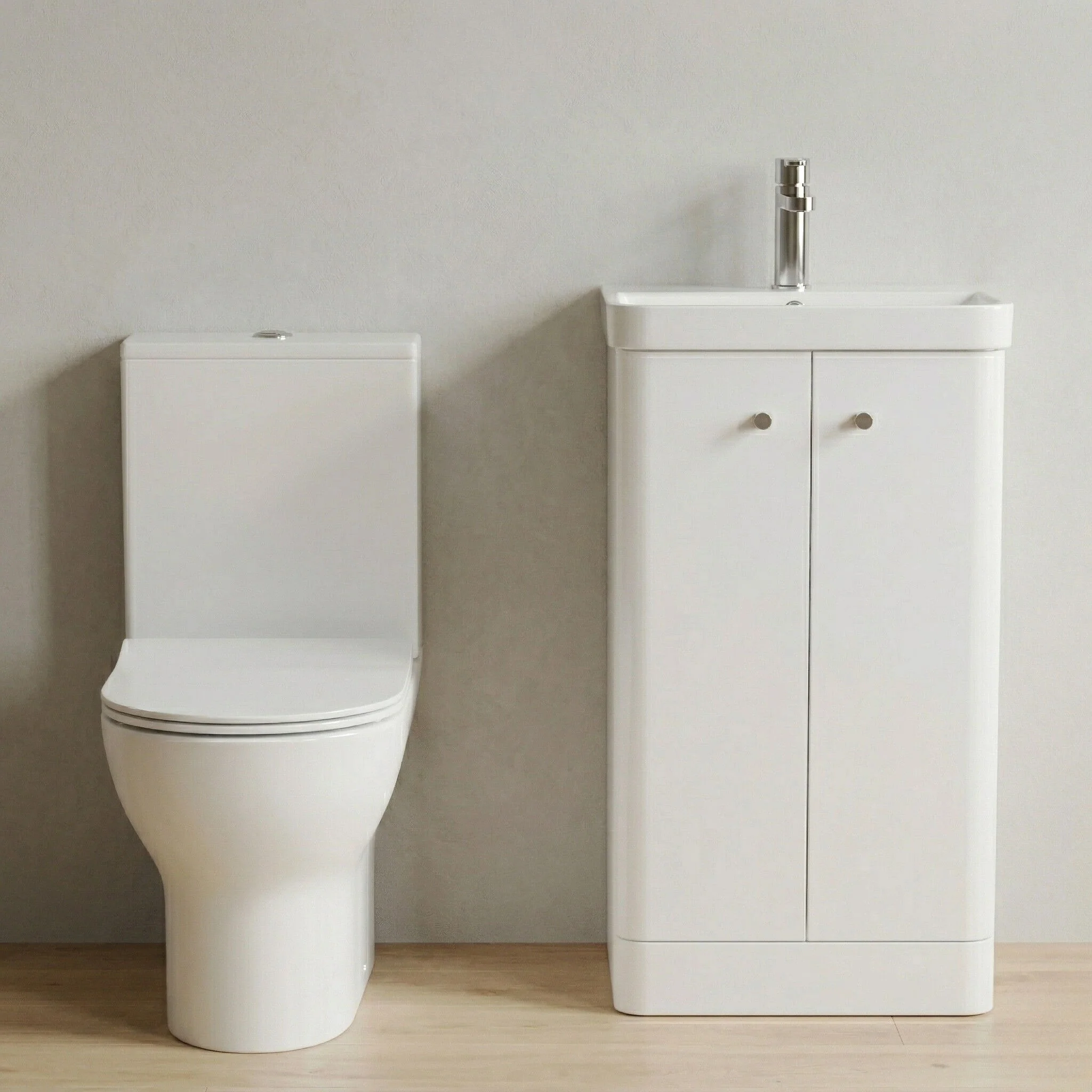 Flashbrook Floor Standing Cloakroom Set, Vanity Basin Unit, Toilet & Mini Mono Basin Mixer Tap - Image 4