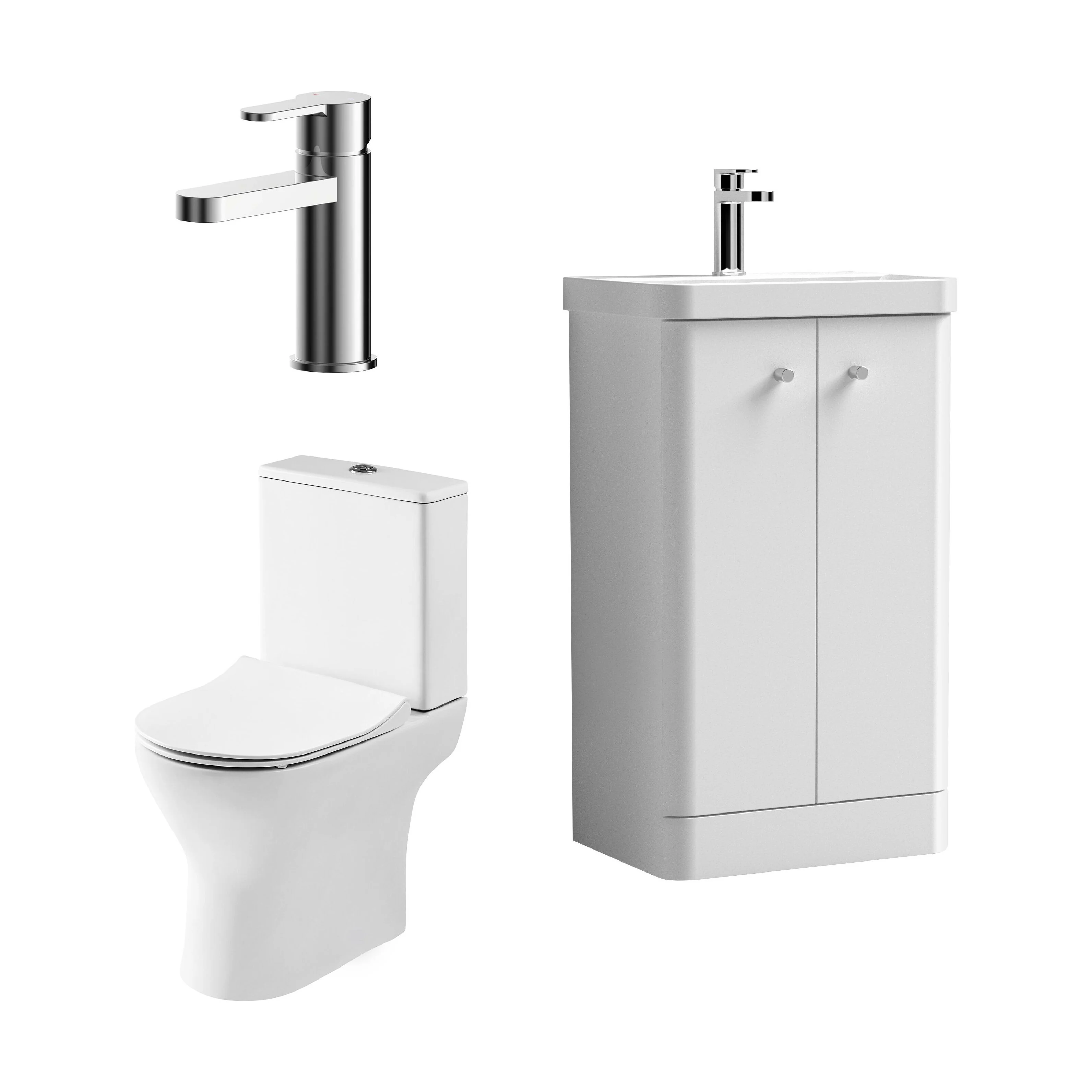 Flashbrook Floor Standing Cloakroom Set, Vanity Basin Unit, Toilet & Mini Mono Basin Mixer Tap - Image 40