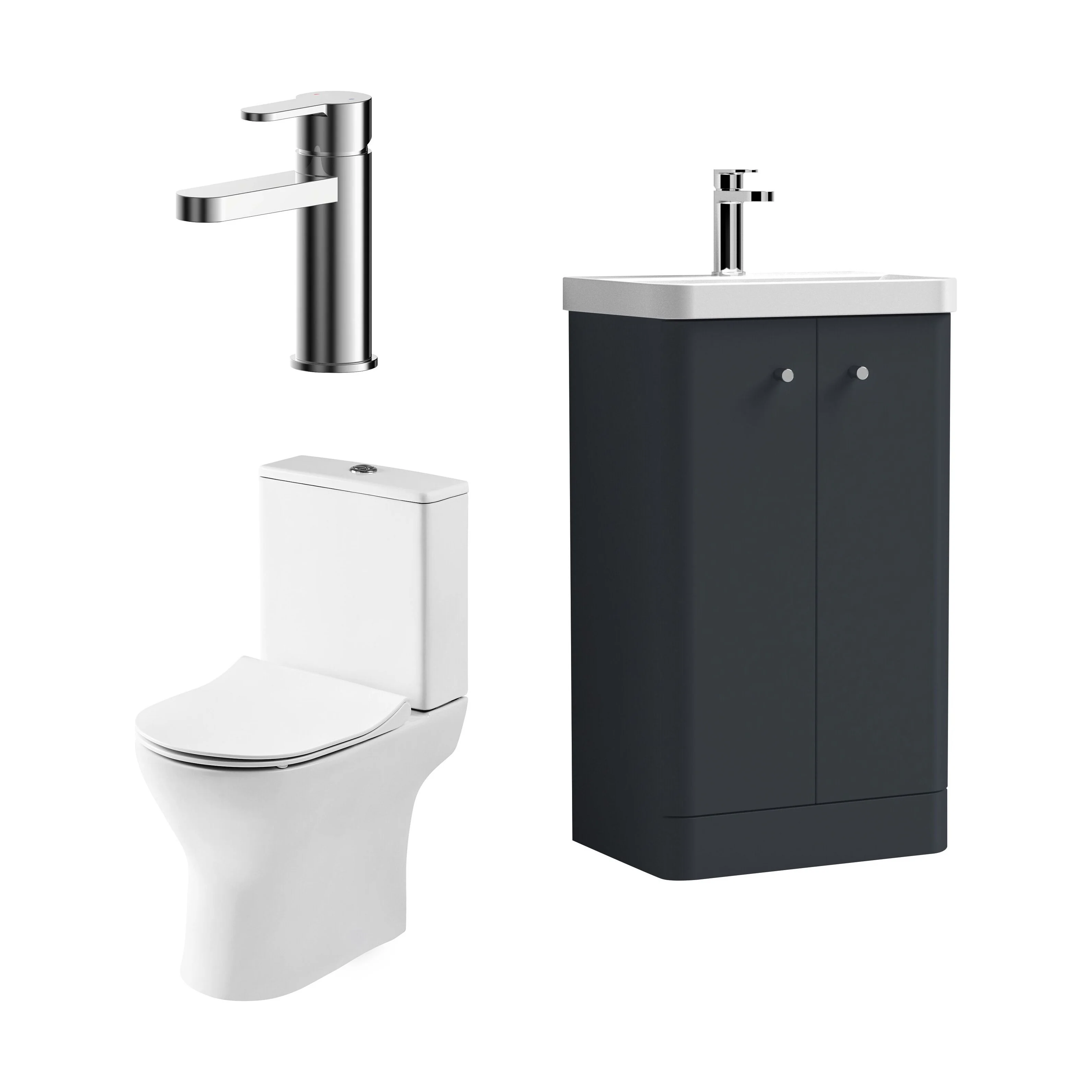 Flashbrook Floor Standing Cloakroom Set, Vanity Basin Unit, Toilet & Mini Mono Basin Mixer Tap - Image 41