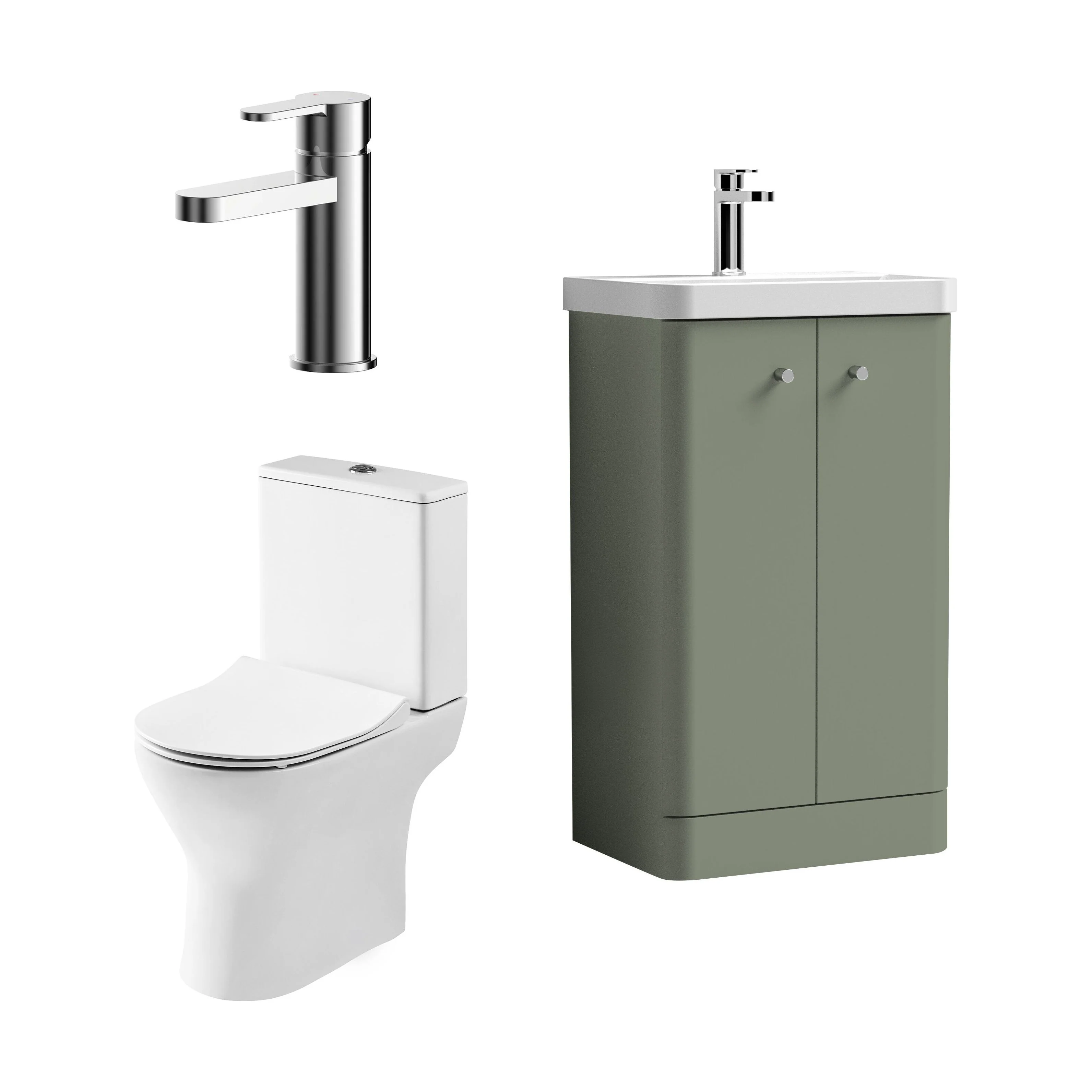 Flashbrook Floor Standing Cloakroom Set, Vanity Basin Unit, Toilet & Mini Mono Basin Mixer Tap - Image 42
