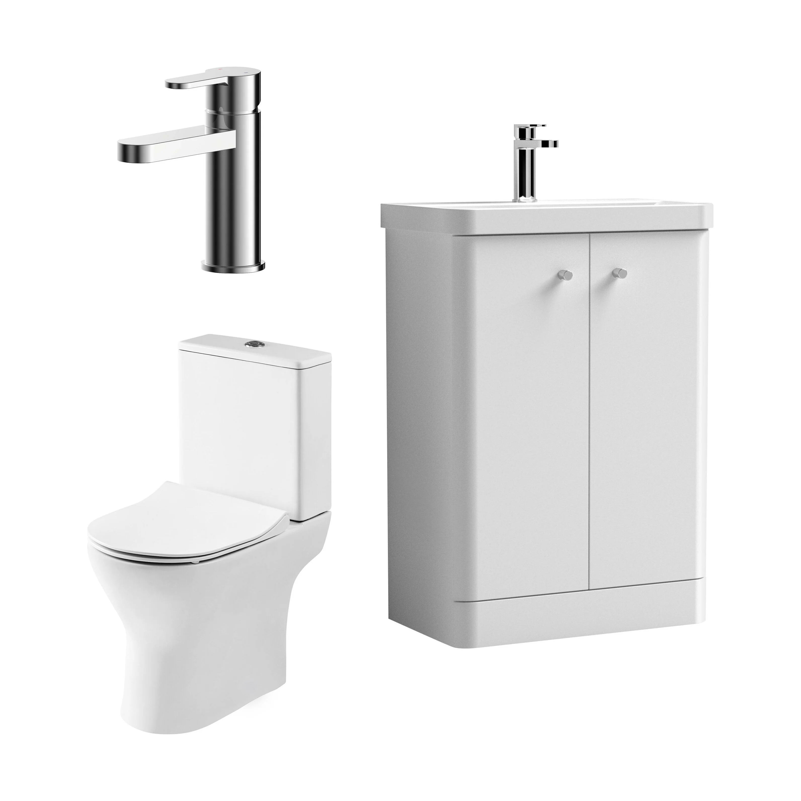 Flashbrook Floor Standing Cloakroom Set, Vanity Basin Unit, Toilet & Mini Mono Basin Mixer Tap - Image 43