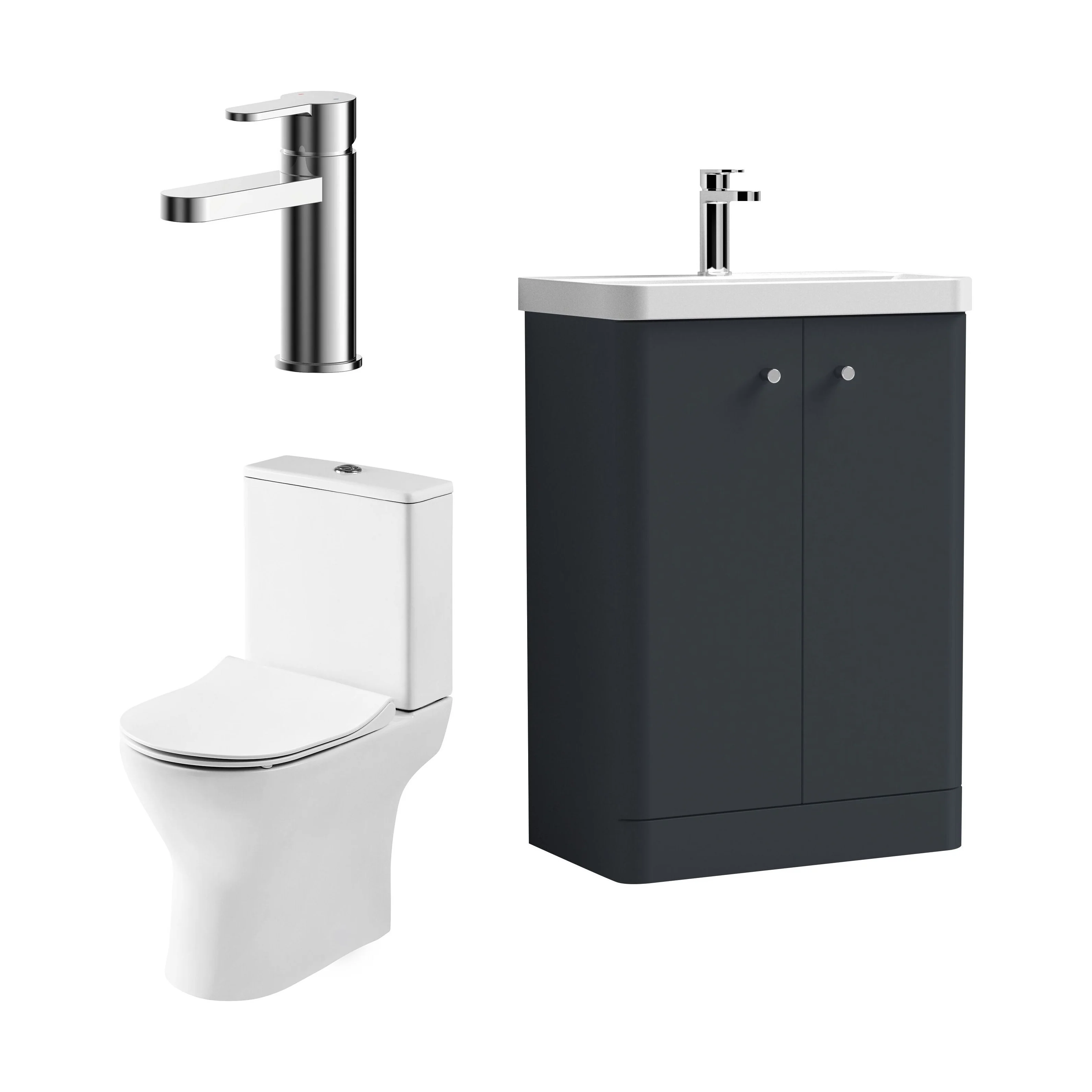 Flashbrook Floor Standing Cloakroom Set, Vanity Basin Unit, Toilet & Mini Mono Basin Mixer Tap - Image 44
