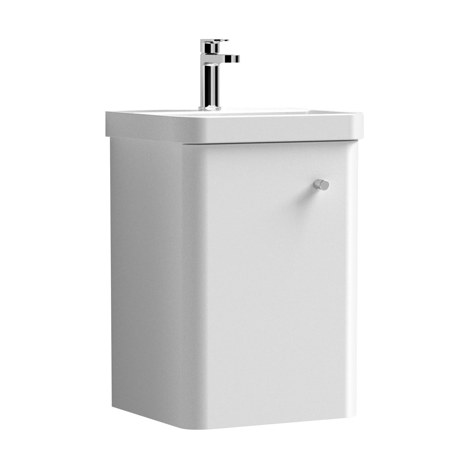 Flashbrook Contemporary Wall Hung 1 Door Vanity Unit with Ceramic Sink - 400mm - Image 9