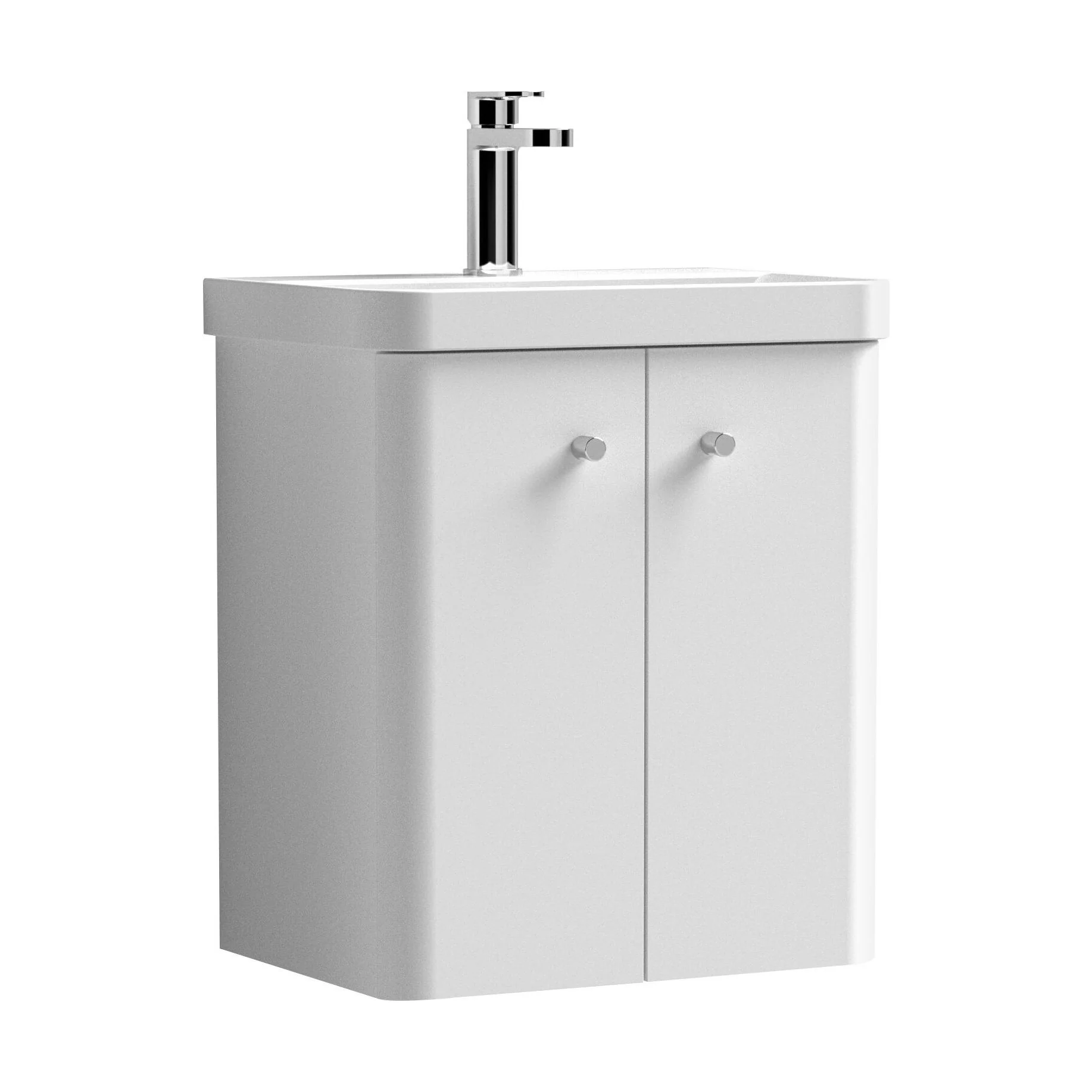Flashbrook Contemporary Wall Hung 2 Door Vanity Unit with 1 Tap Hole Basin, Choice of Size and Colour - Image 17