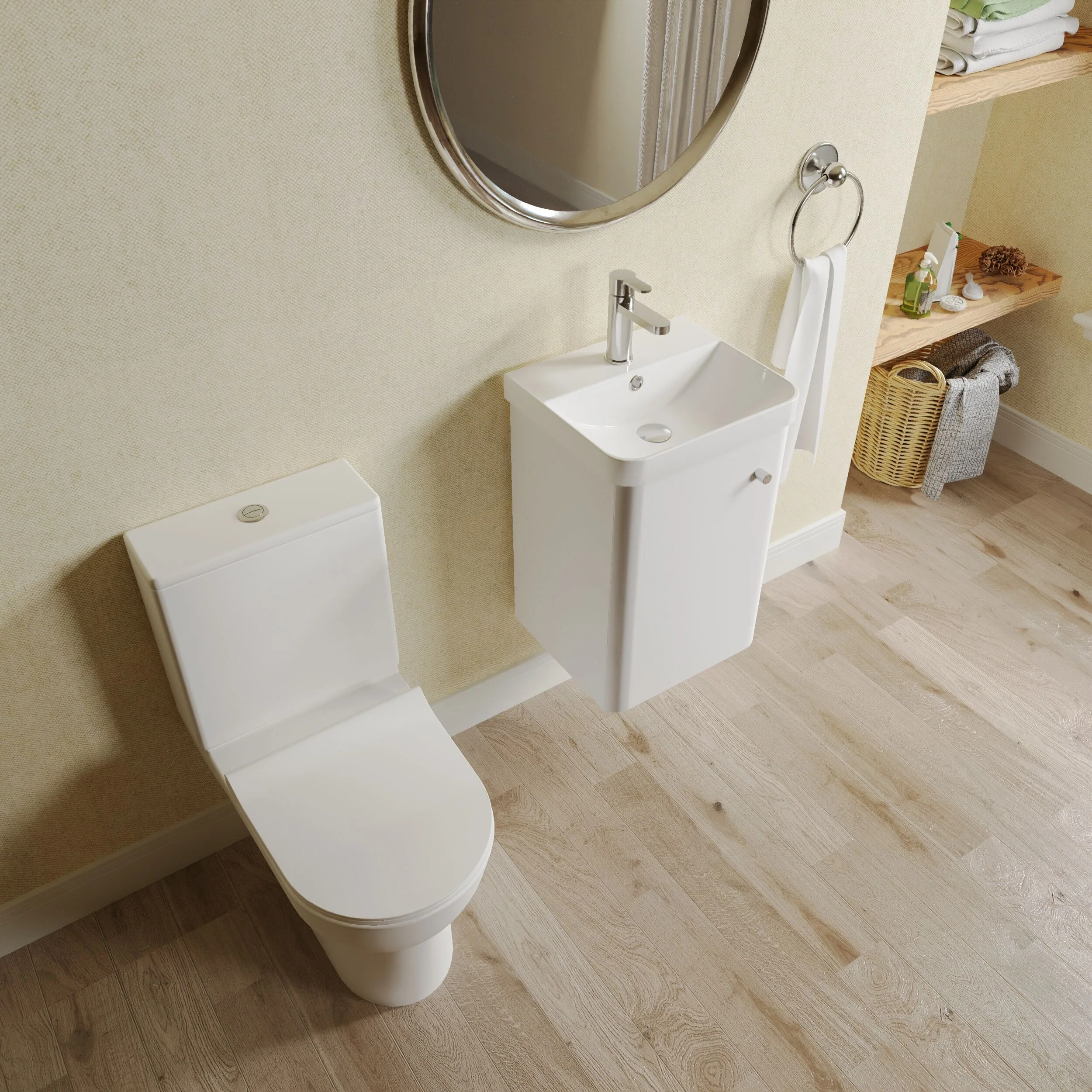 Flashbrook Wall Hung Cloakroom Set, Vanity Basin Unit, Toilet & Mono Basin Mixer Tap - Image 19