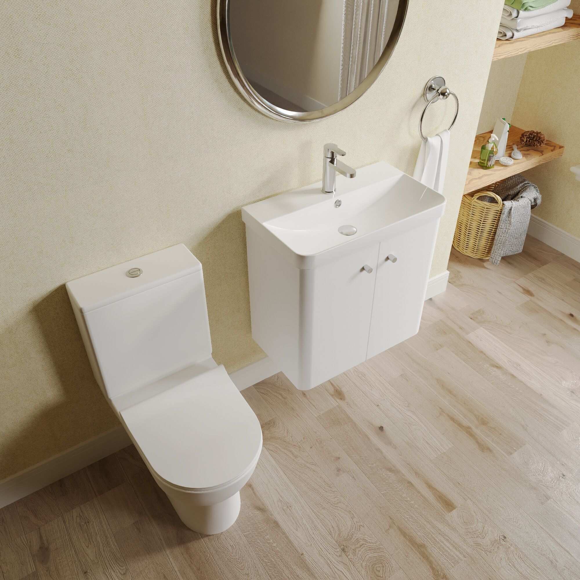 Flashbrook Wall Hung Cloakroom Set, Vanity Basin Unit, Toilet & Mono Basin Mixer Tap - Image 25