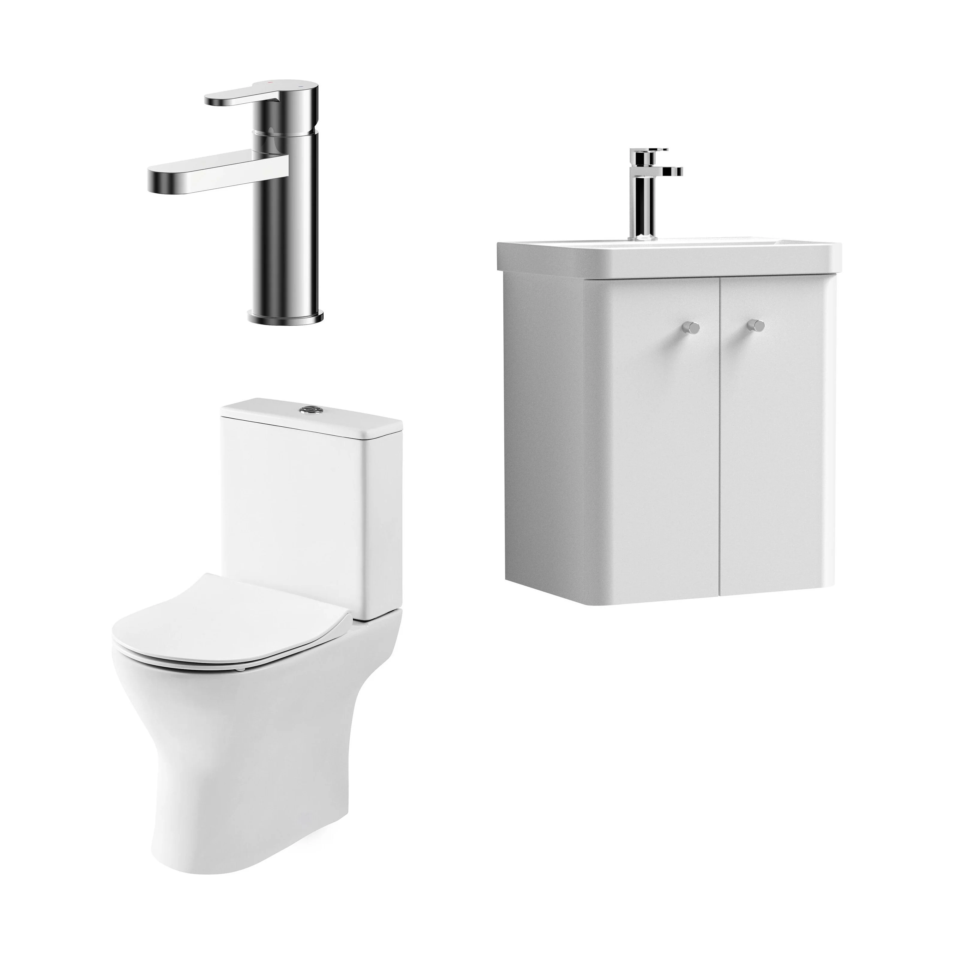 Flashbrook Wall Hung Cloakroom Set, Vanity Basin Unit, Toilet & Mono Basin Mixer Tap - Image 40