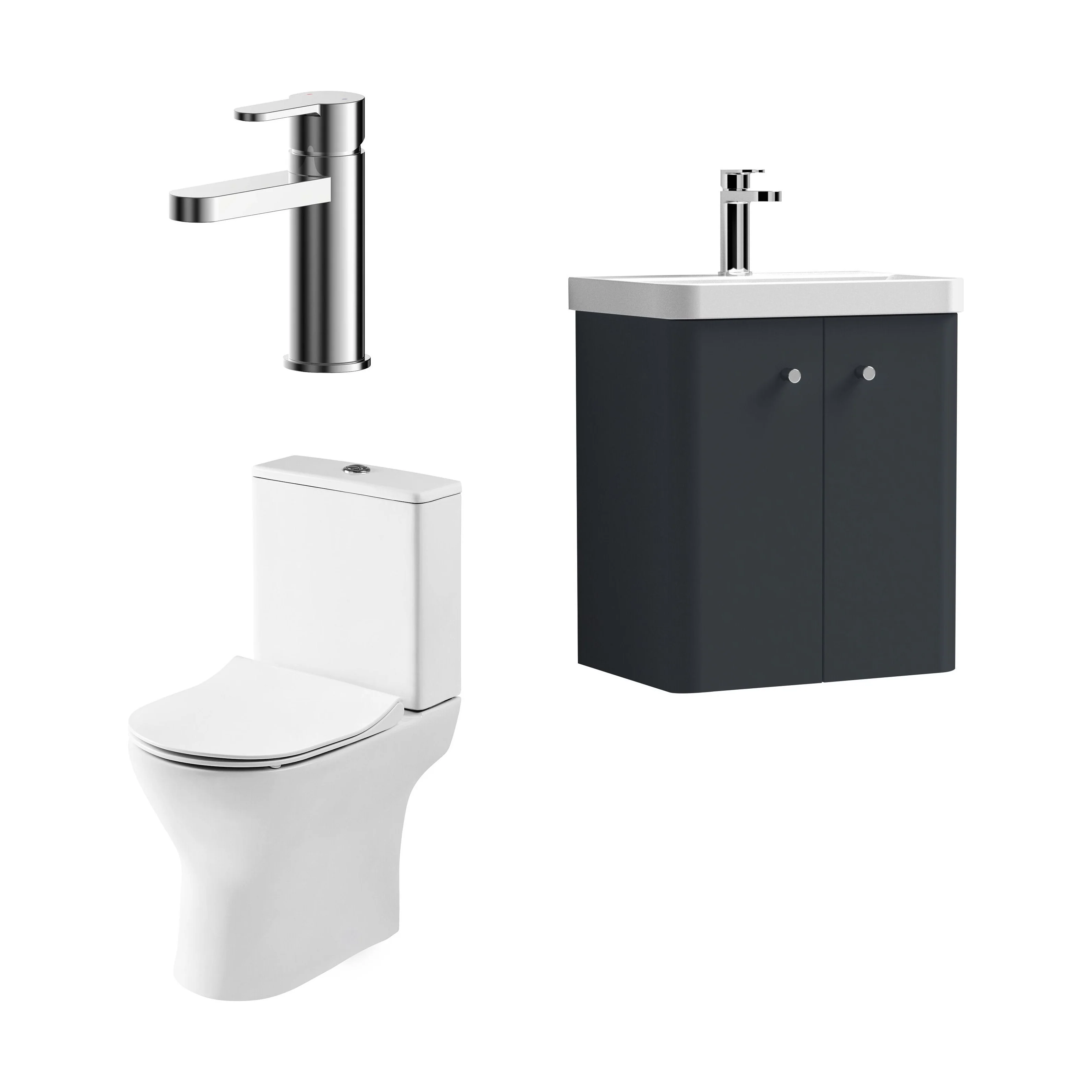 Flashbrook Wall Hung Cloakroom Set, Vanity Basin Unit, Toilet & Mono Basin Mixer Tap - Image 41