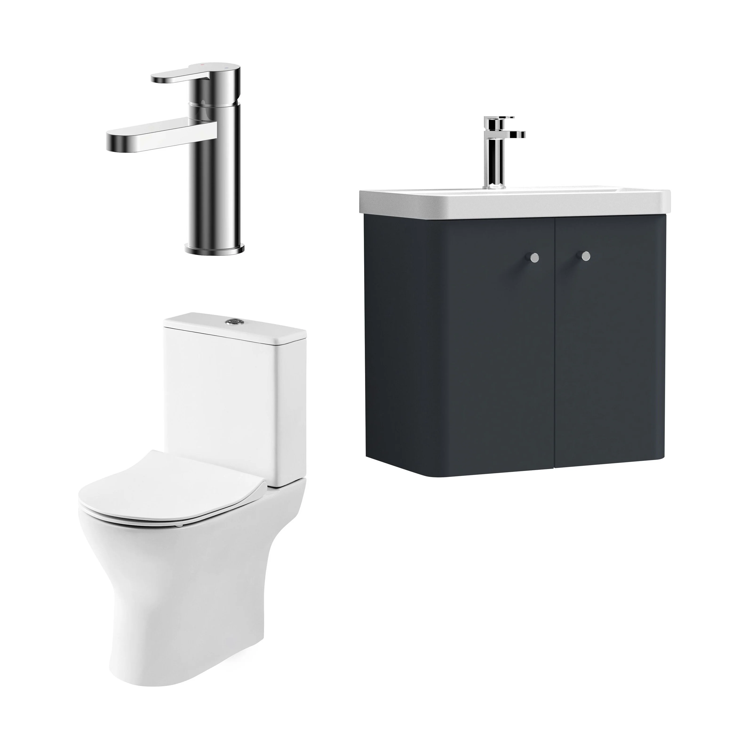 Flashbrook Wall Hung Cloakroom Set, Vanity Basin Unit, Toilet & Mono Basin Mixer Tap - Image 44