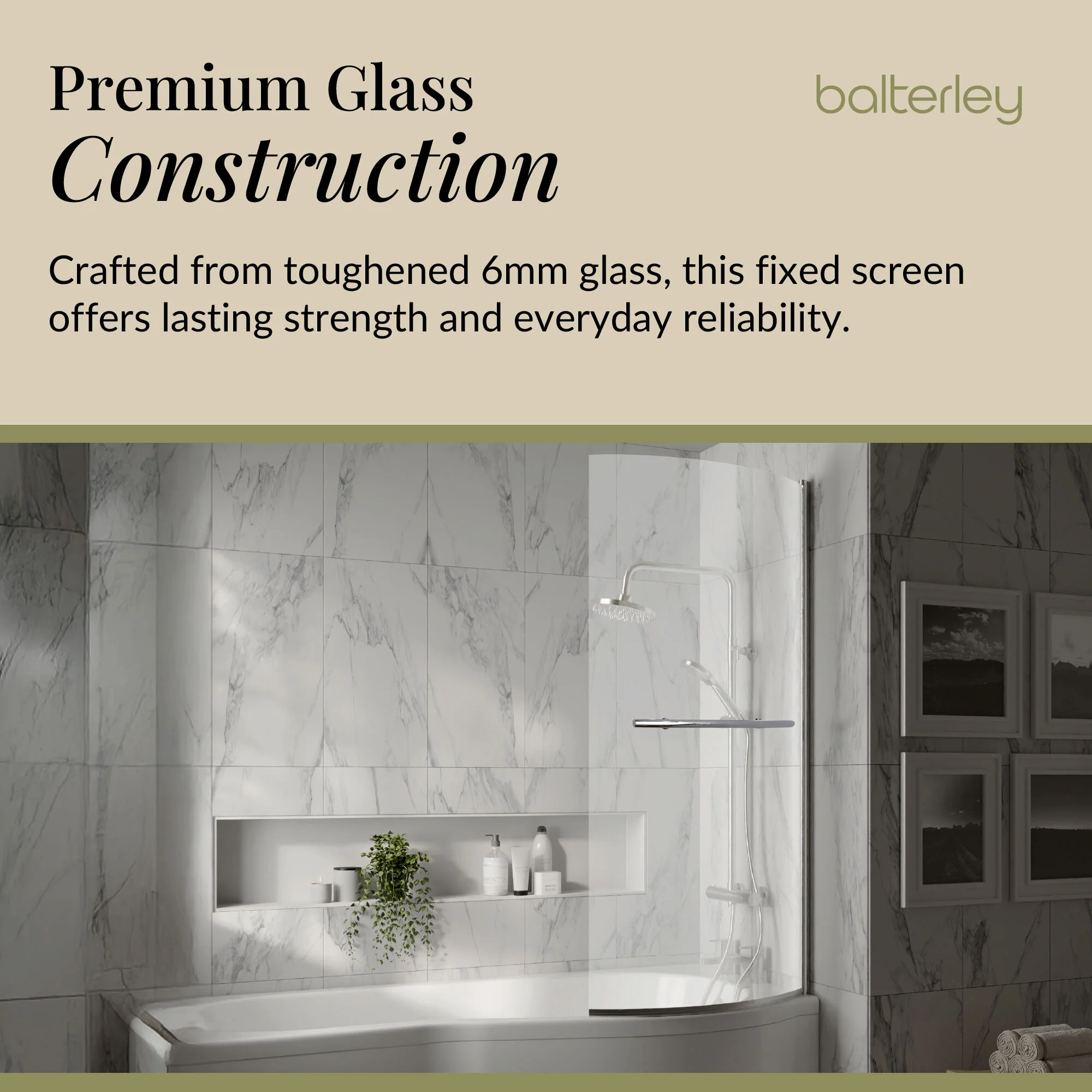 Contemporary Curved 6mm Toughened Safety Glass Reversible B-Bath Screen - Image 12