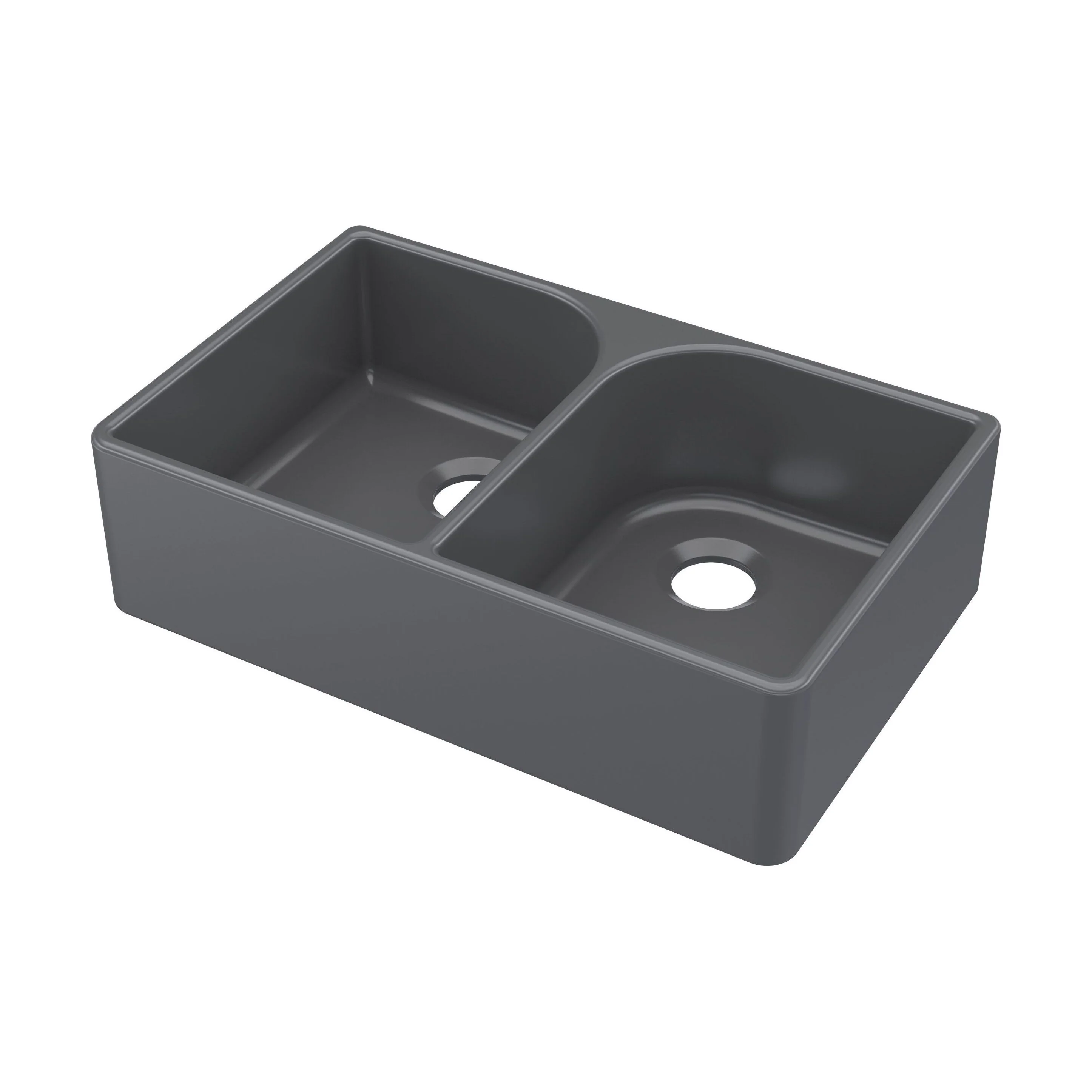 Double Bowl Fireclay Ceramic Butler Kitchen Sink with Full Weir - 795mm - Choice of Colour - Image 10