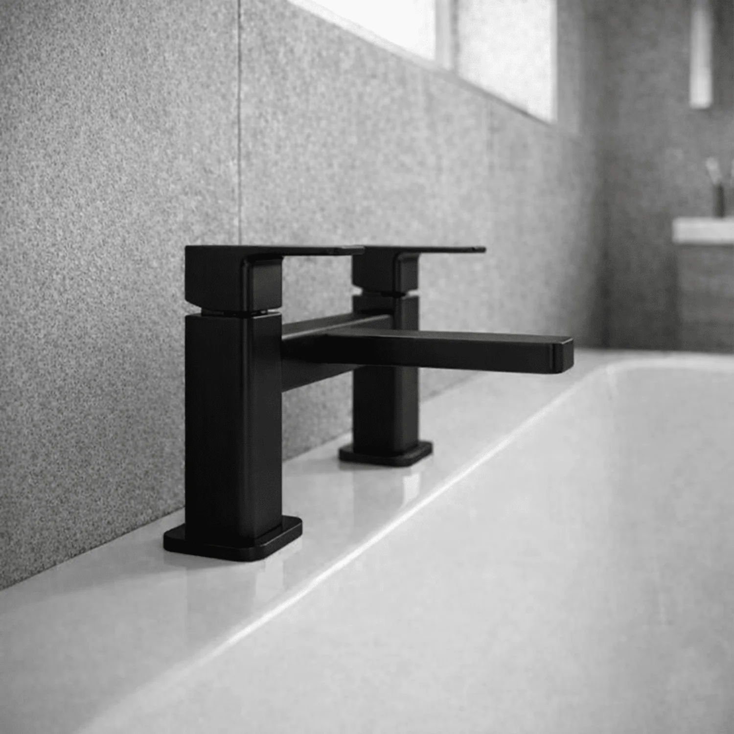Swinscoe Dual Lever Square Deck Mounted Bath Filler Tap – Choice of Finish - Image 3