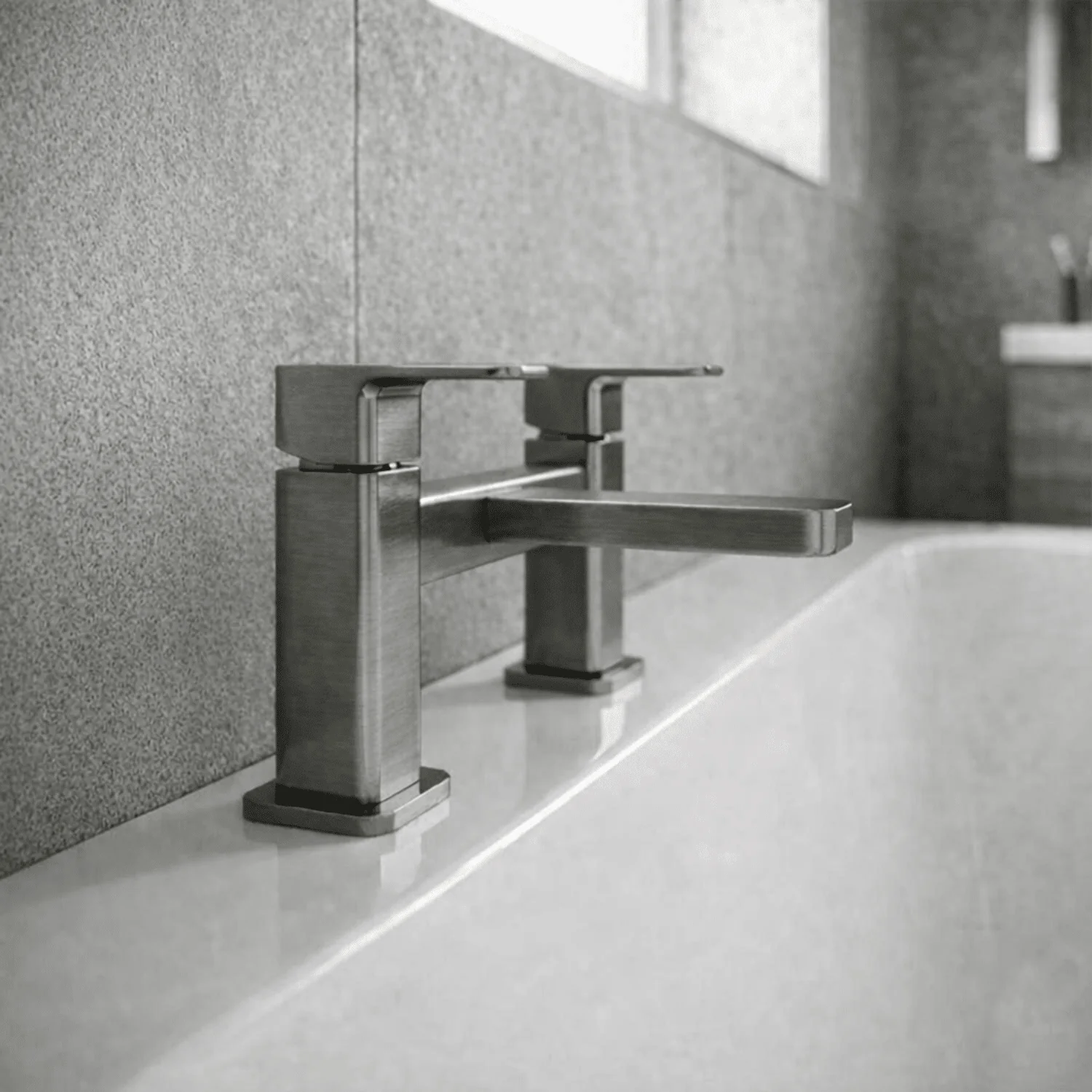 Swinscoe Dual Lever Square Deck Mounted Bath Filler Tap – Choice of Finish - Image 4