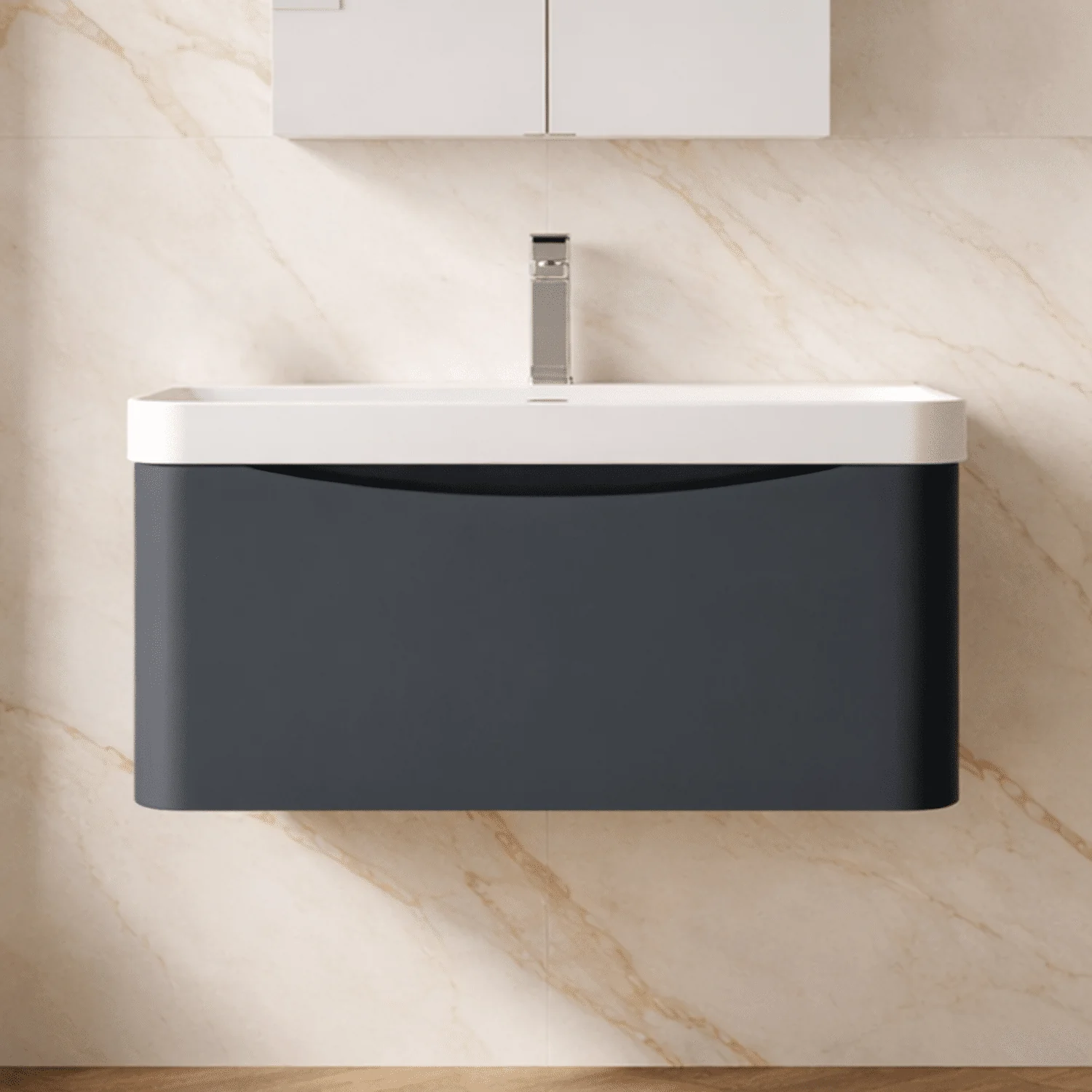Dunwood Contemporary 1 Drawer Vanity Basin Unit, Choice of Size and Colour - Image 2