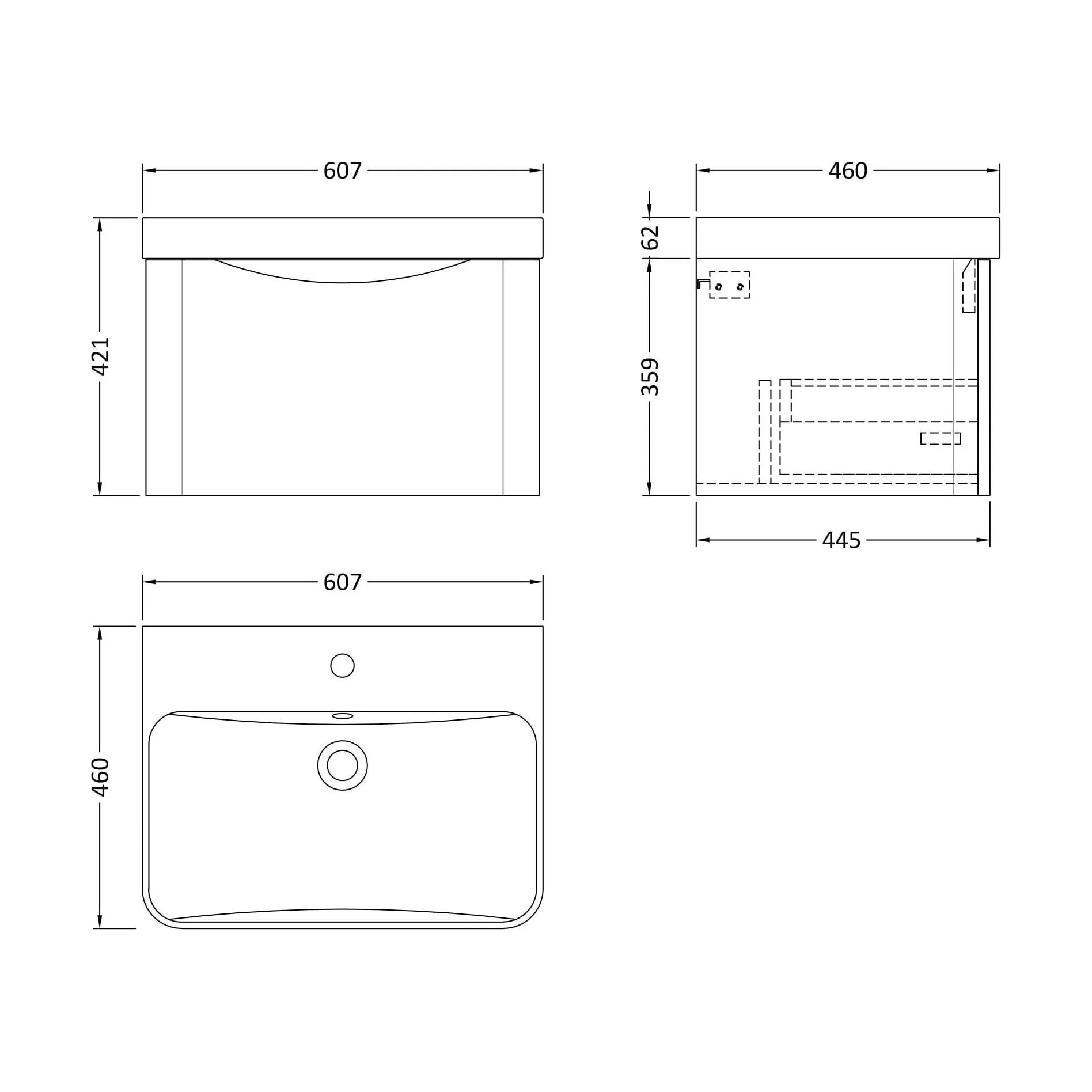 Dunwood Contemporary 1 Drawer Vanity Basin Unit, Choice of Size and Colour - Image 47