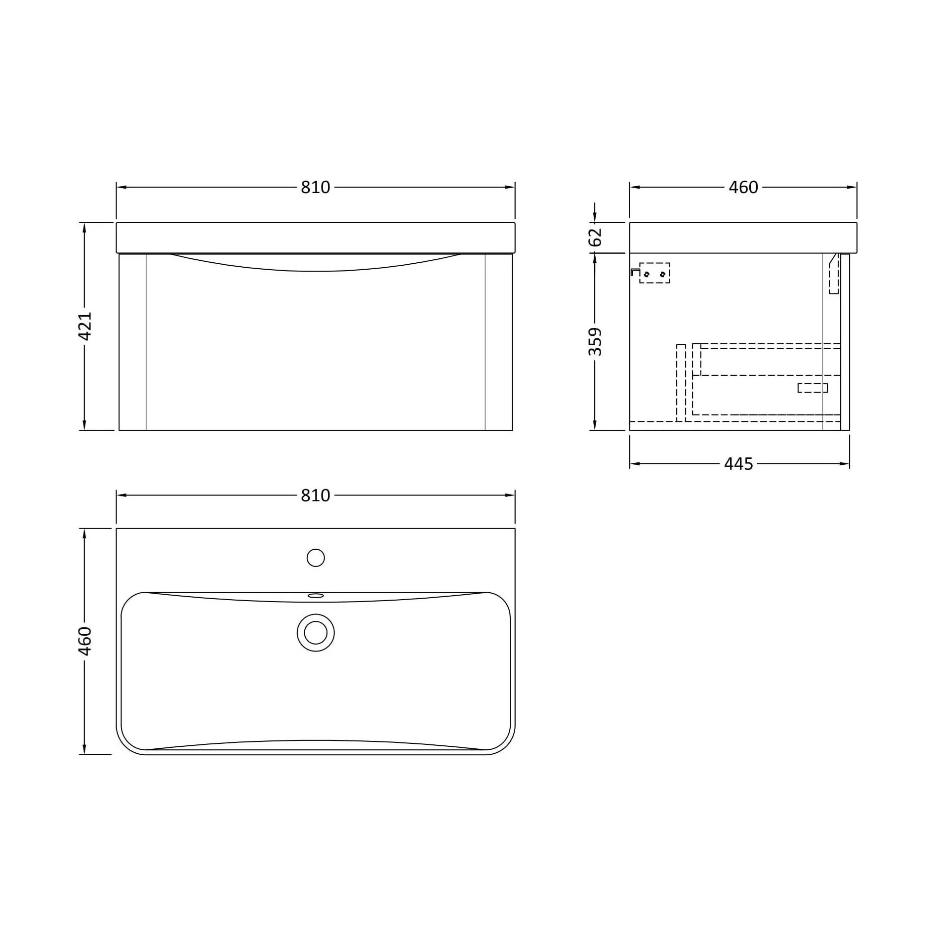 Dunwood Contemporary 1 Drawer Vanity Basin Unit, Choice of Size and Colour - Image 48