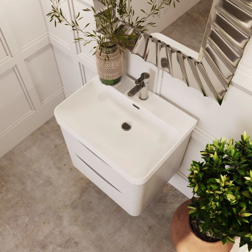 Dunwood Contemporary Wall Hung 2 Drawer Vanity Basin Unit, Choice of Size and Colour - Image 13