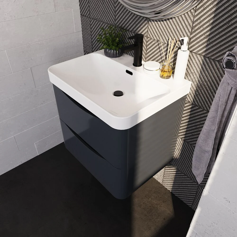 Dunwood Contemporary Wall Hung 2 Drawer Vanity Basin Unit, Choice of Size and Colour - Image 14