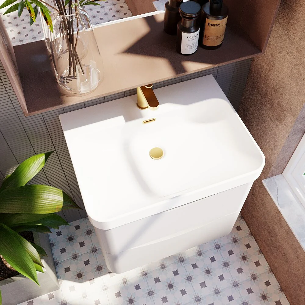 Dunwood Contemporary Wall Hung 2 Drawer Vanity Basin Unit, Choice of Size and Colour - Image 16