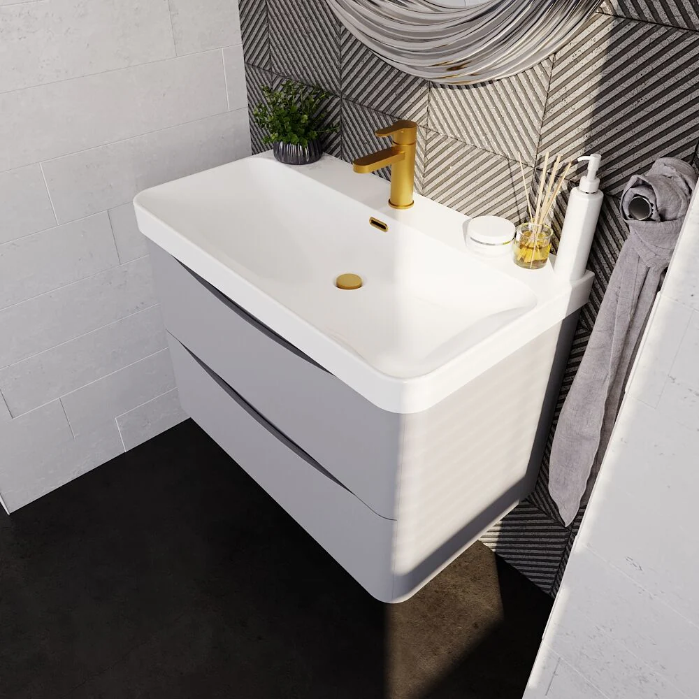 Dunwood Contemporary Wall Hung 2 Drawer Vanity Basin Unit, Choice of Size and Colour - Image 17