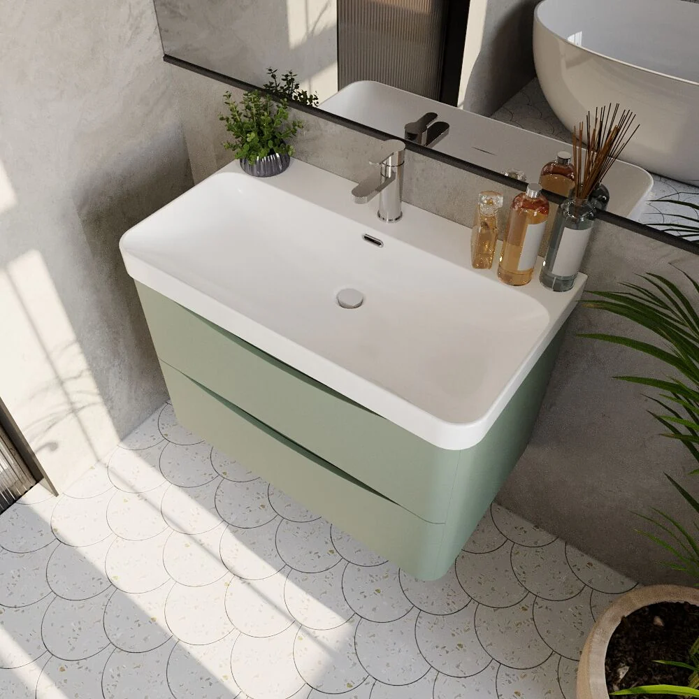 Dunwood Contemporary Wall Hung 2 Drawer Vanity Basin Unit, Choice of Size and Colour - Image 20