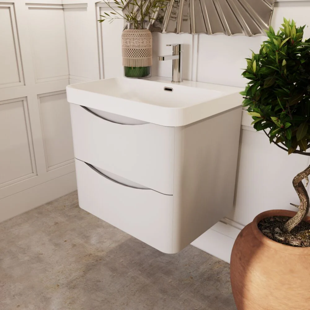 Dunwood Contemporary Wall Hung 2 Drawer Vanity Basin Unit, Choice of Size and Colour - Image 21