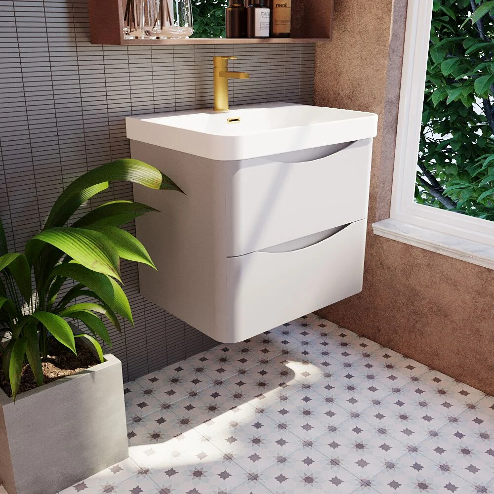 Dunwood Contemporary Wall Hung 2 Drawer Vanity Basin Unit, Choice of Size and Colour - Image 23