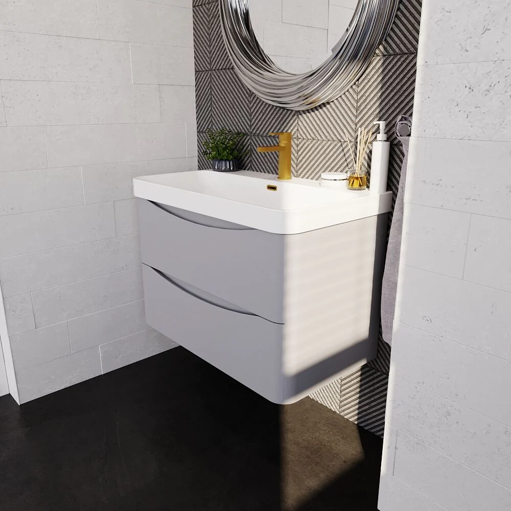 Dunwood Contemporary Wall Hung 2 Drawer Vanity Basin Unit, Choice of Size and Colour - Image 24