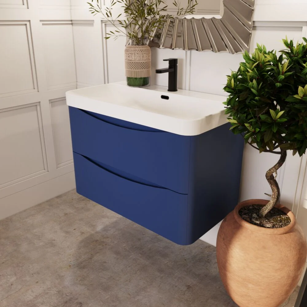 Dunwood Contemporary Wall Hung 2 Drawer Vanity Basin Unit, Choice of Size and Colour - Image 26