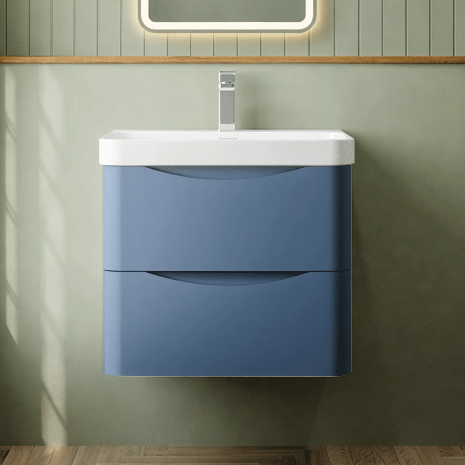 Dunwood Contemporary Wall Hung 2 Drawer Vanity Basin Unit, Choice of Size and Colour - Image 4