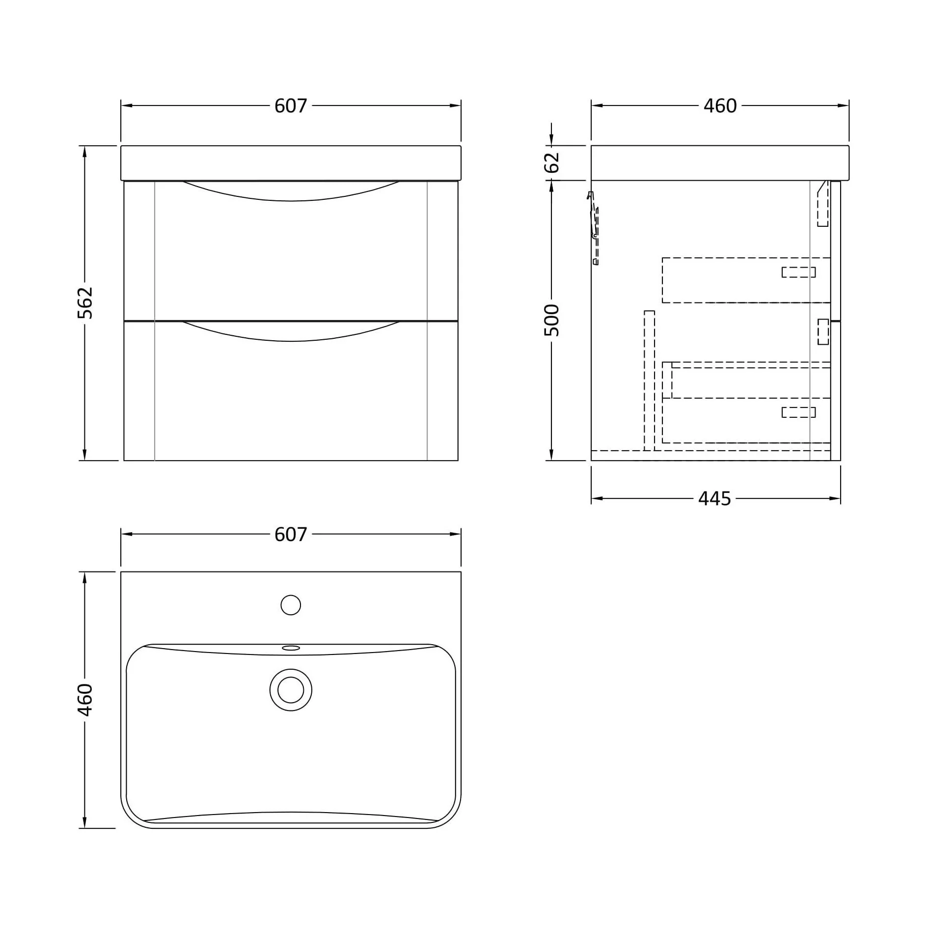 Dunwood Contemporary Wall Hung 2 Drawer Vanity Basin Unit, Choice of Size and Colour - Image 42