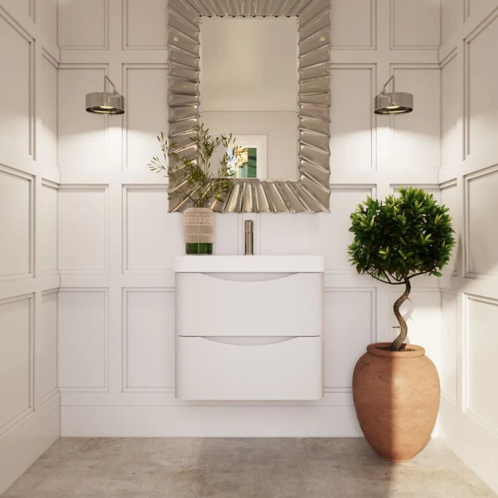 Dunwood Contemporary Wall Hung 2 Drawer Vanity Basin Unit, Choice of Size and Colour - Image 5