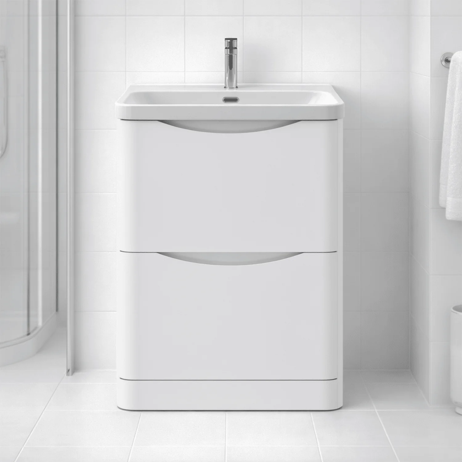 Dunwood Floor Standing 2 Drawer Vanity Unit with Thin Edge Basin - Choice of Colour and Size