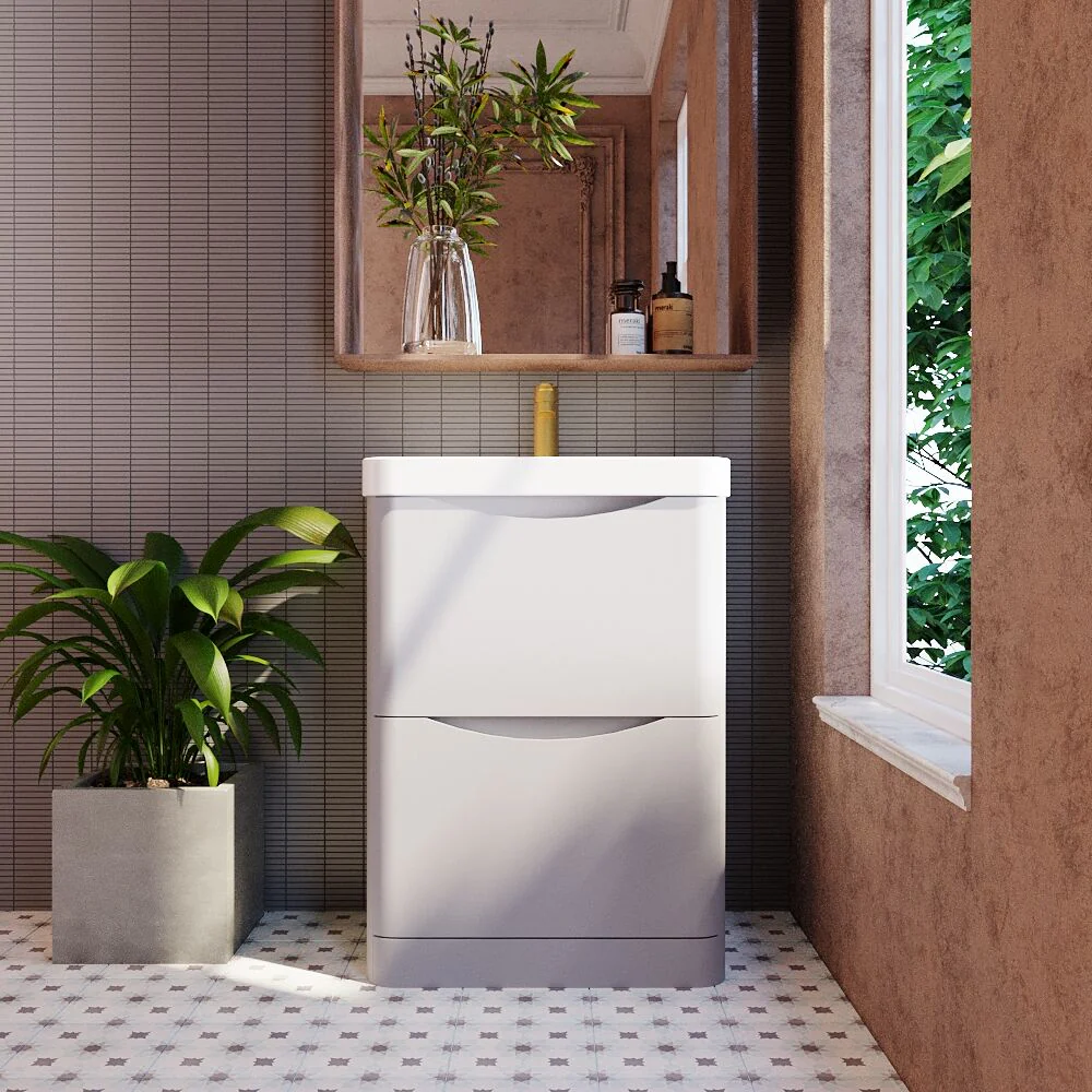 Dunwood Floor Standing 2 Drawer Vanity Unit with Thin Edge Basin - Choice of Colour and Size - Image 14