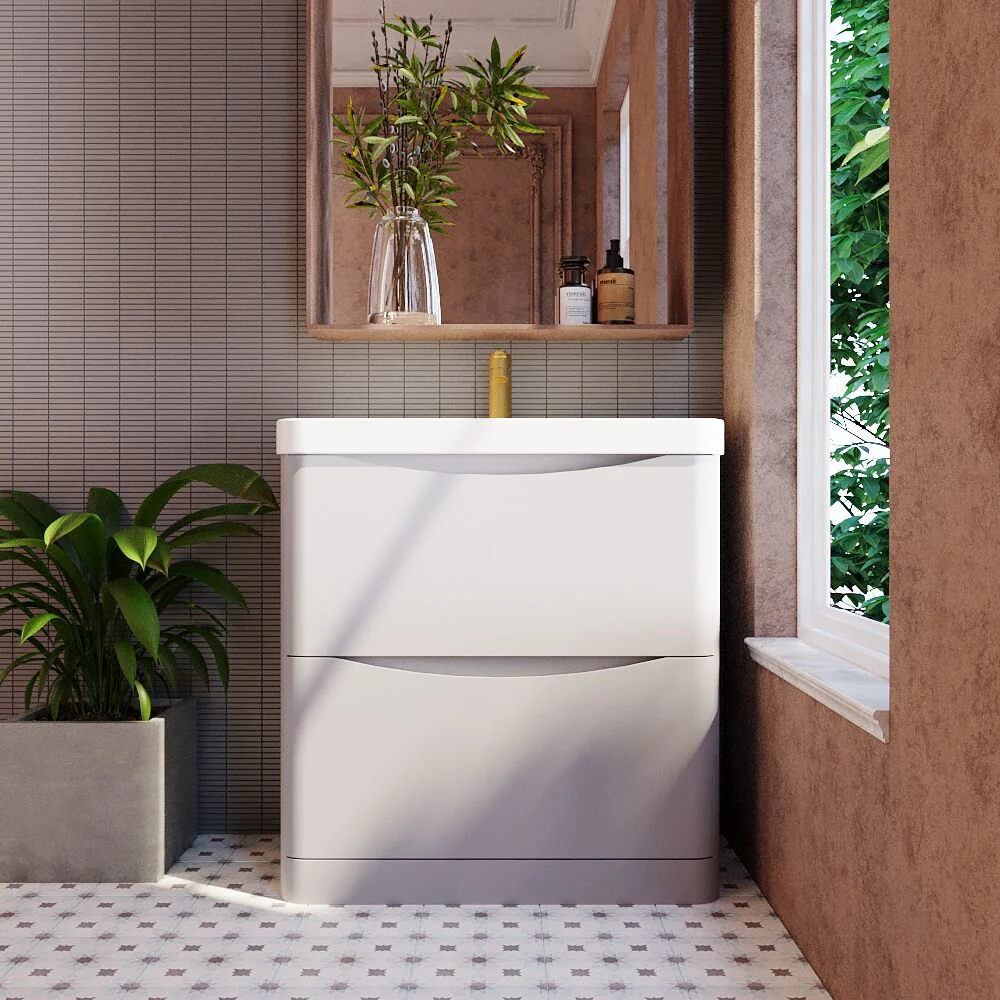 Dunwood Floor Standing 2 Drawer Vanity Unit with Thin Edge Basin - Choice of Colour and Size - Image 15