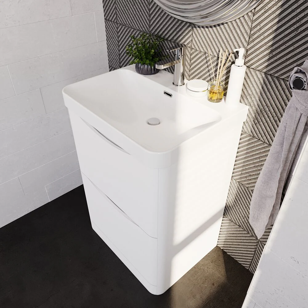 Dunwood Floor Standing 2 Drawer Vanity Unit with Thin Edge Basin - Choice of Colour and Size - Image 19