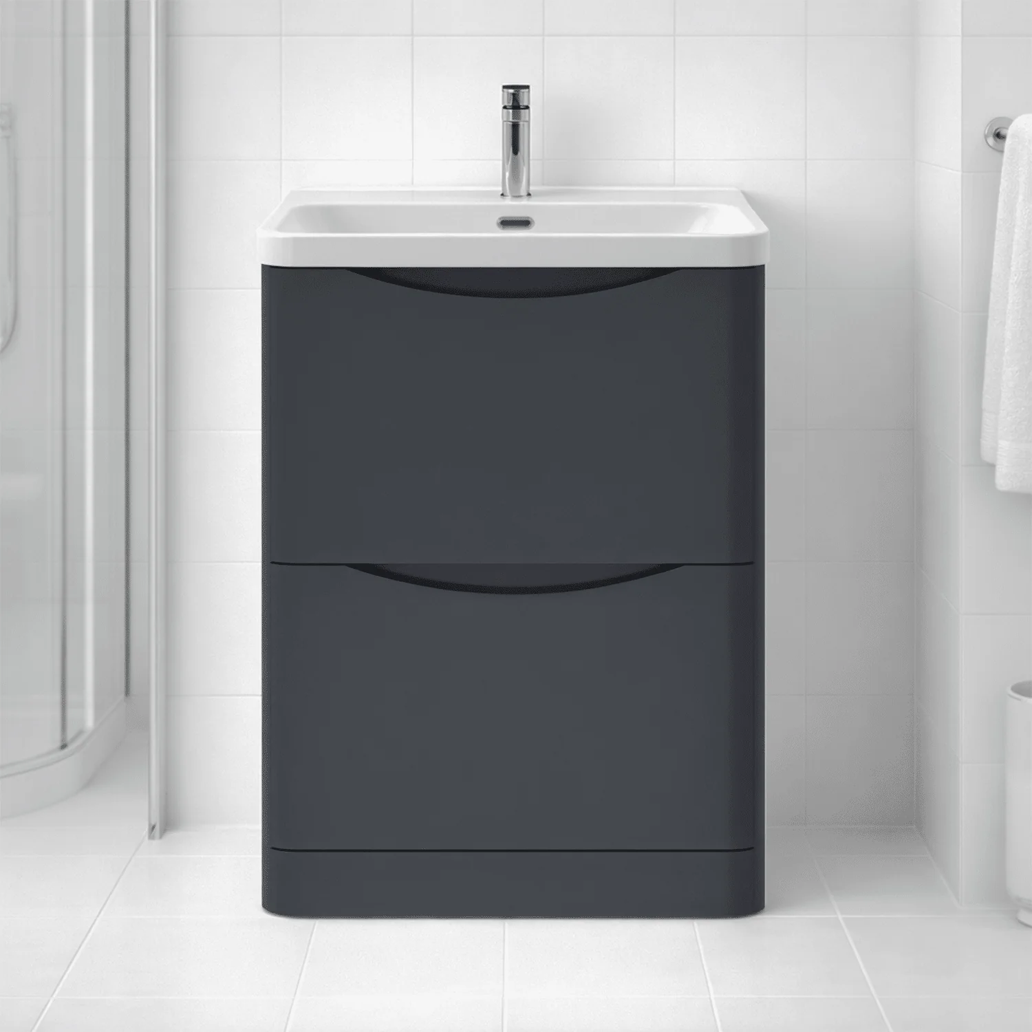 Dunwood Floor Standing 2 Drawer Vanity Unit with Thin Edge Basin - Choice of Colour and Size - Image 2