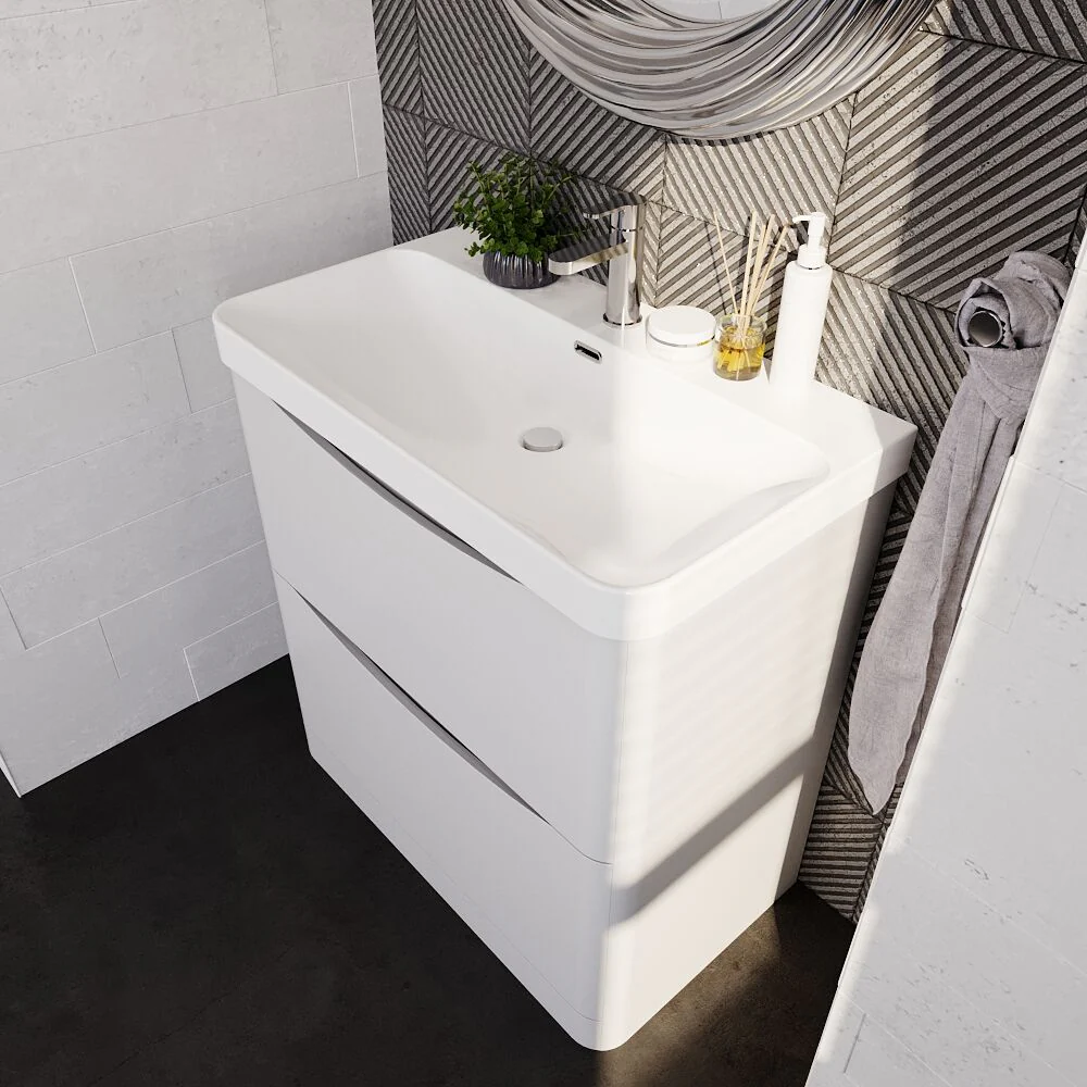 Dunwood Floor Standing 2 Drawer Vanity Unit with Thin Edge Basin - Choice of Colour and Size - Image 20
