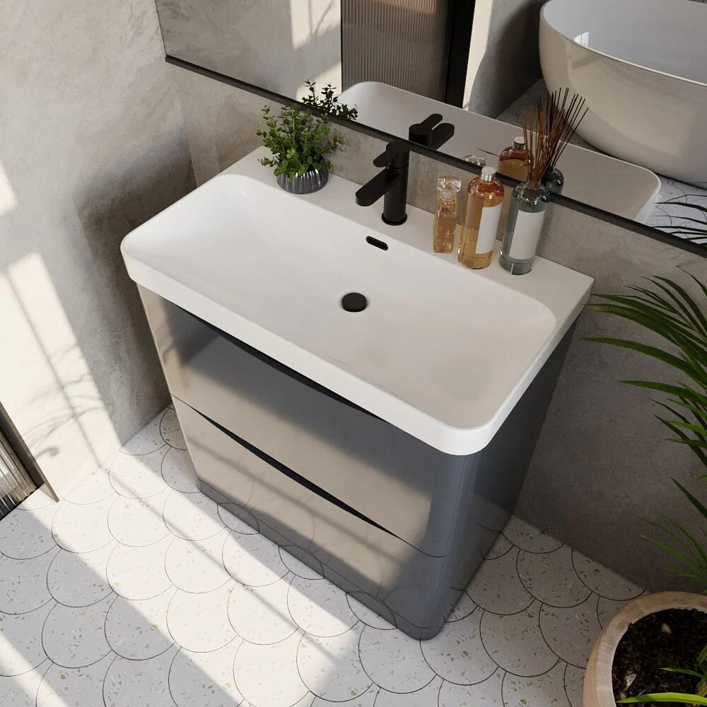 Dunwood Floor Standing 2 Drawer Vanity Unit with Thin Edge Basin - Choice of Colour and Size - Image 22