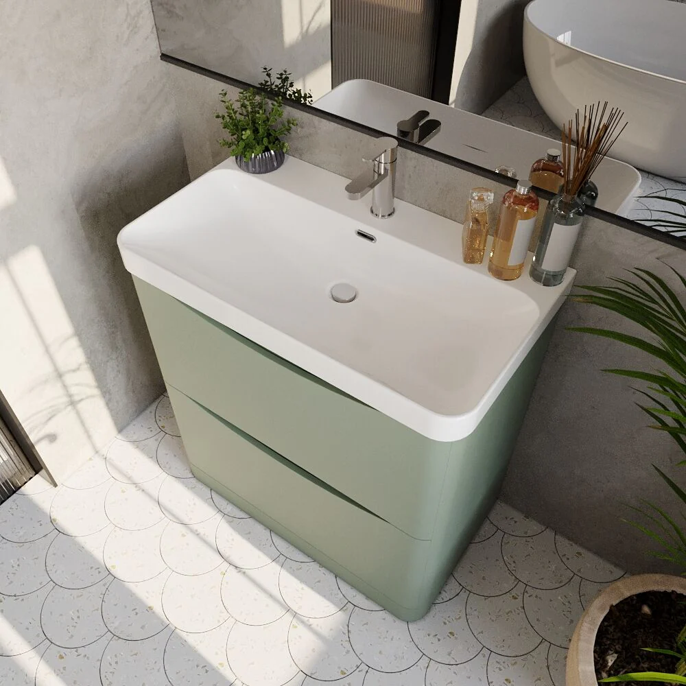 Dunwood Floor Standing 2 Drawer Vanity Unit with Thin Edge Basin - Choice of Colour and Size - Image 27