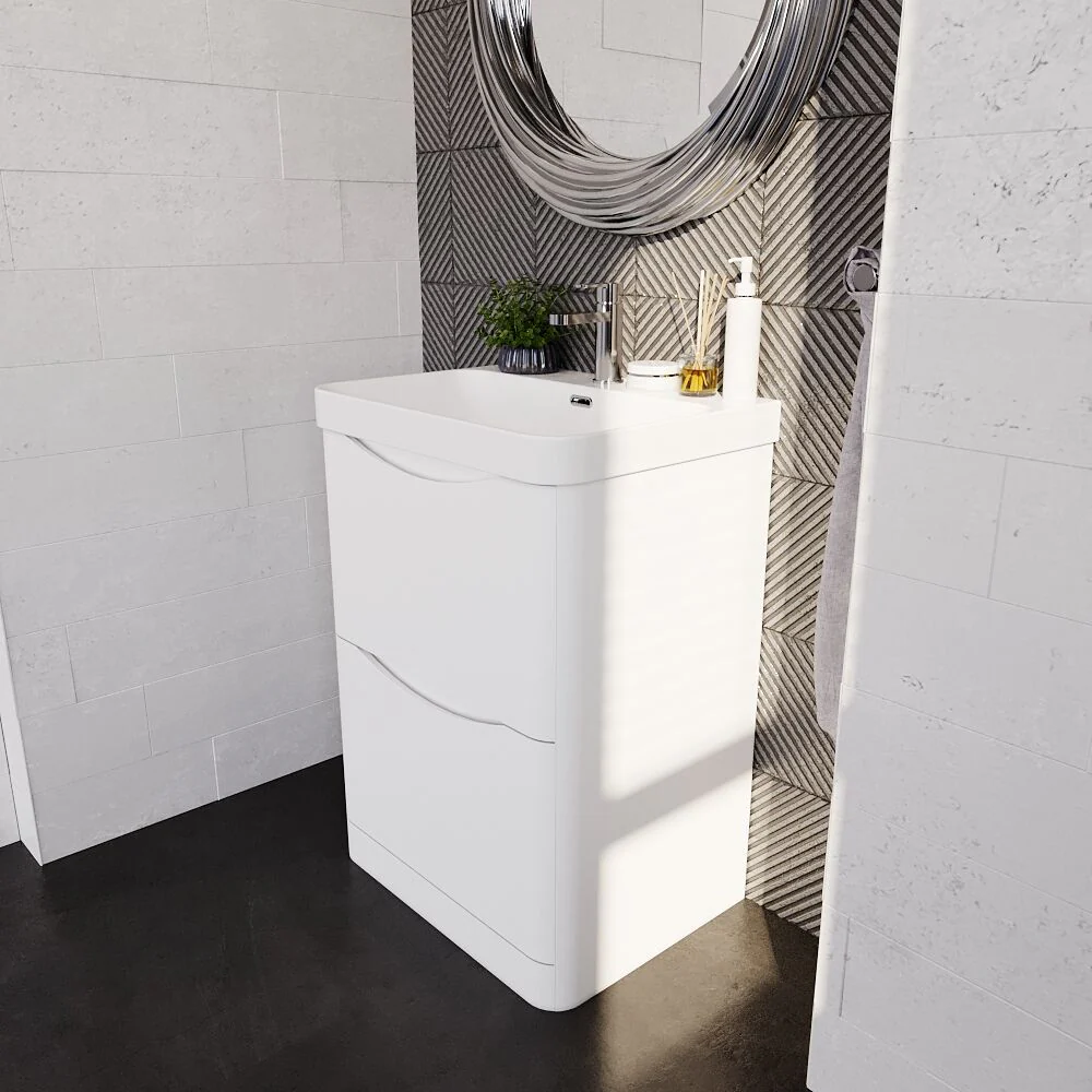 Dunwood Floor Standing 2 Drawer Vanity Unit with Thin Edge Basin - Choice of Colour and Size - Image 28