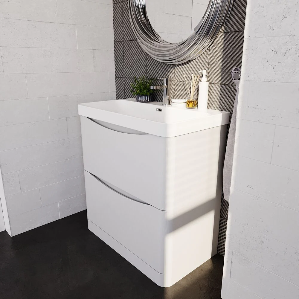Dunwood Floor Standing 2 Drawer Vanity Unit with Thin Edge Basin - Choice of Colour and Size - Image 29