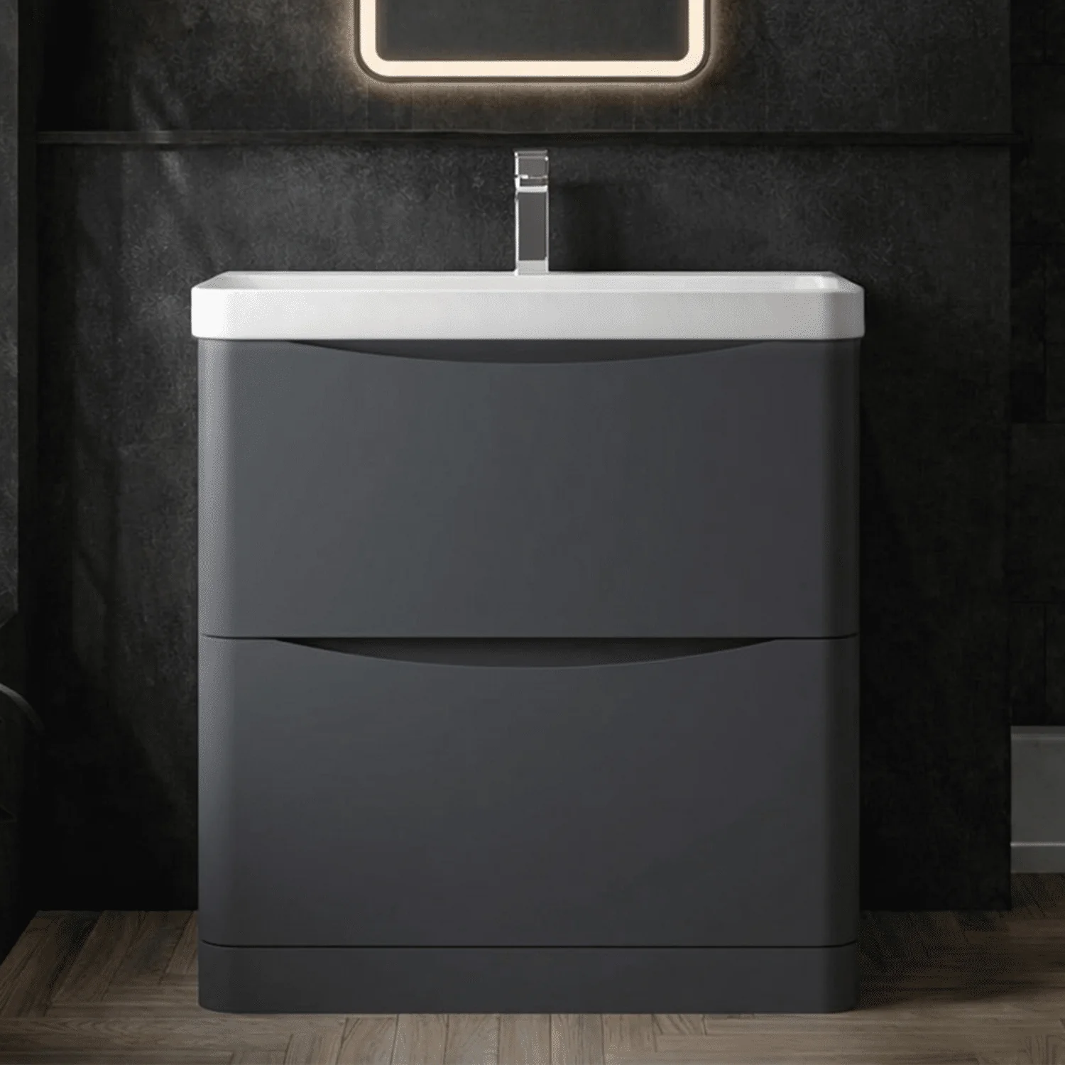 Dunwood Floor Standing 2 Drawer Vanity Unit with Thin Edge Basin - Choice of Colour and Size - Image 3