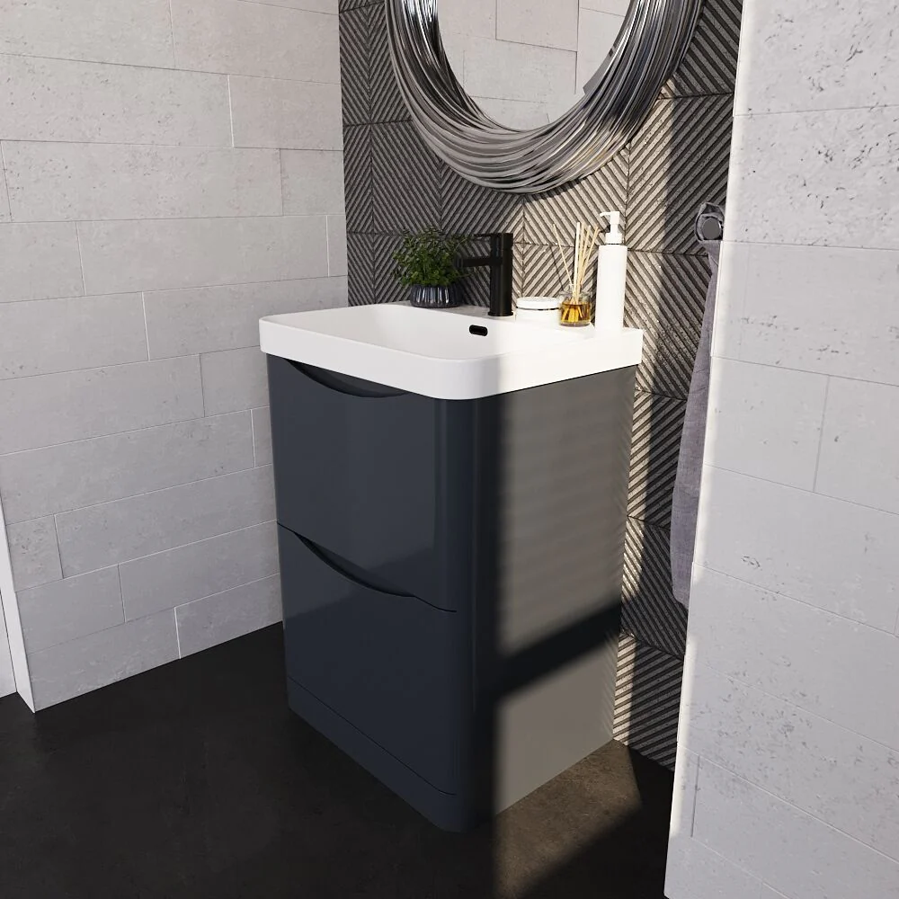 Dunwood Floor Standing 2 Drawer Vanity Unit with Thin Edge Basin - Choice of Colour and Size - Image 30