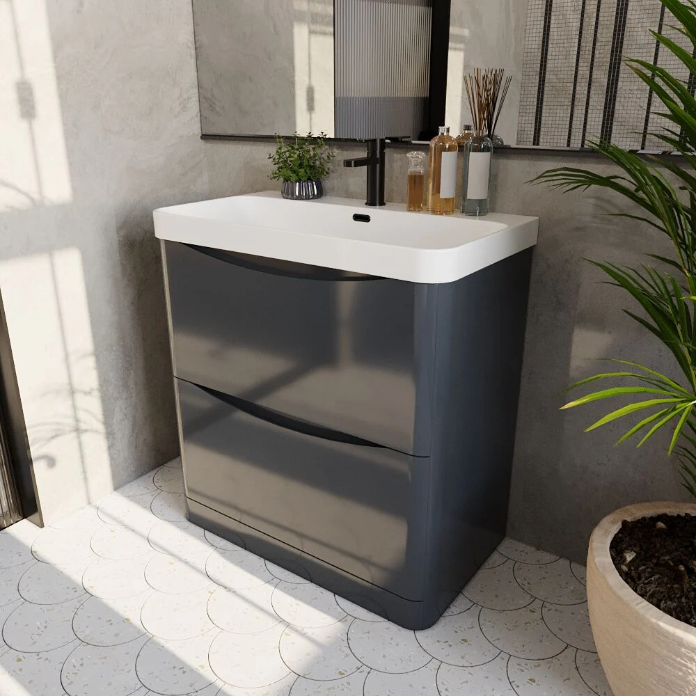 Dunwood Floor Standing 2 Drawer Vanity Unit with Thin Edge Basin - Choice of Colour and Size - Image 31