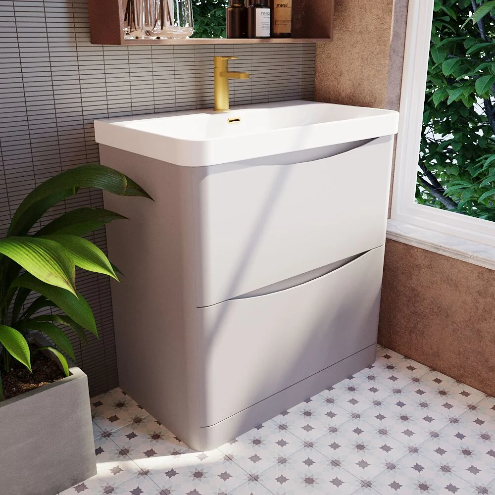 Dunwood Floor Standing 2 Drawer Vanity Unit with Thin Edge Basin - Choice of Colour and Size - Image 33