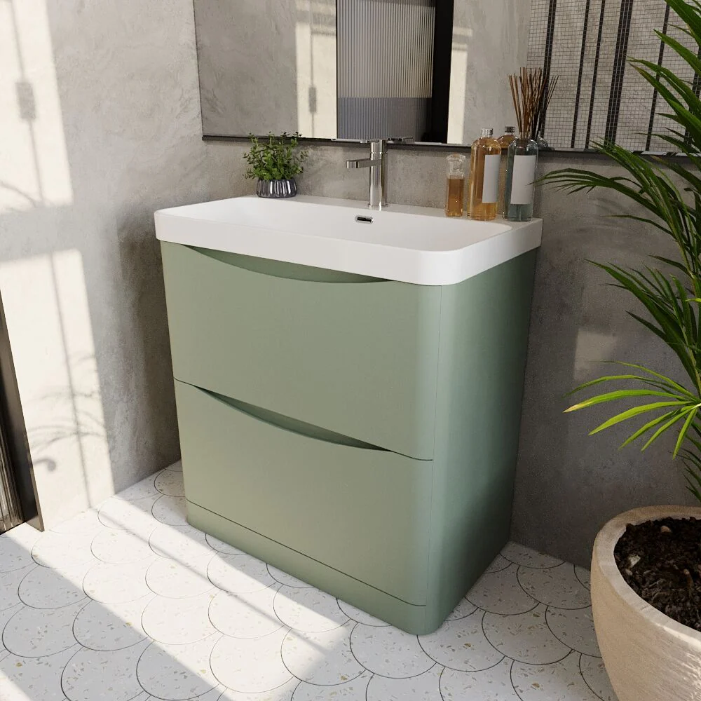 Dunwood Floor Standing 2 Drawer Vanity Unit with Thin Edge Basin - Choice of Colour and Size - Image 36