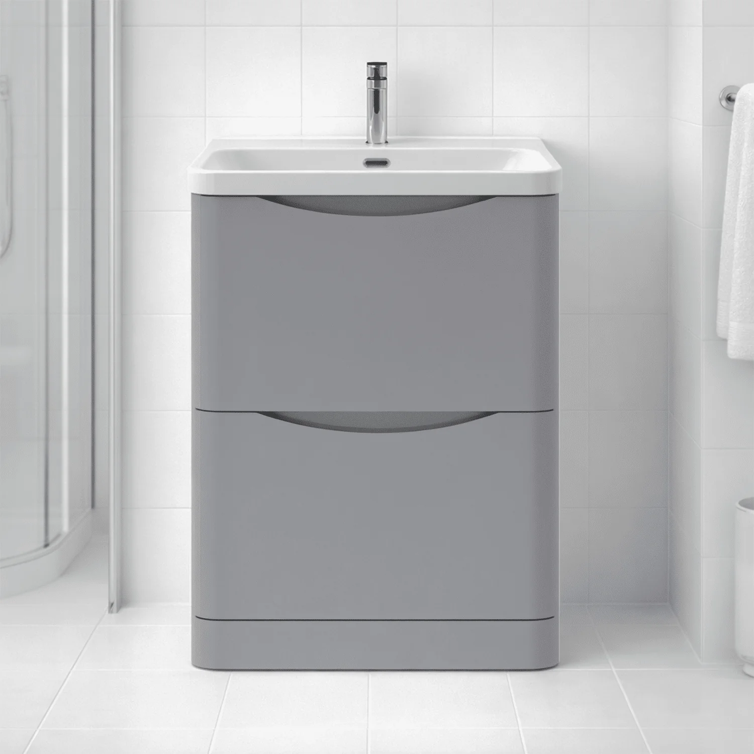 Dunwood Floor Standing 2 Drawer Vanity Unit with Thin Edge Basin - Choice of Colour and Size - Image 4