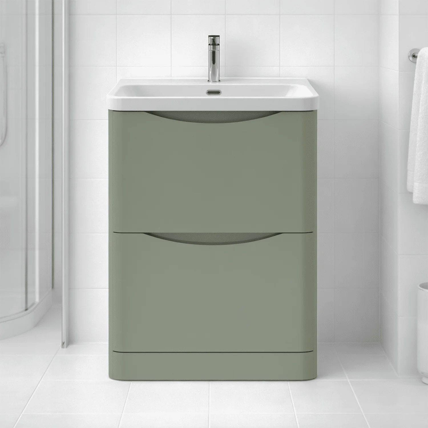 Dunwood Floor Standing 2 Drawer Vanity Unit with Thin Edge Basin - Choice of Colour and Size - Image 8